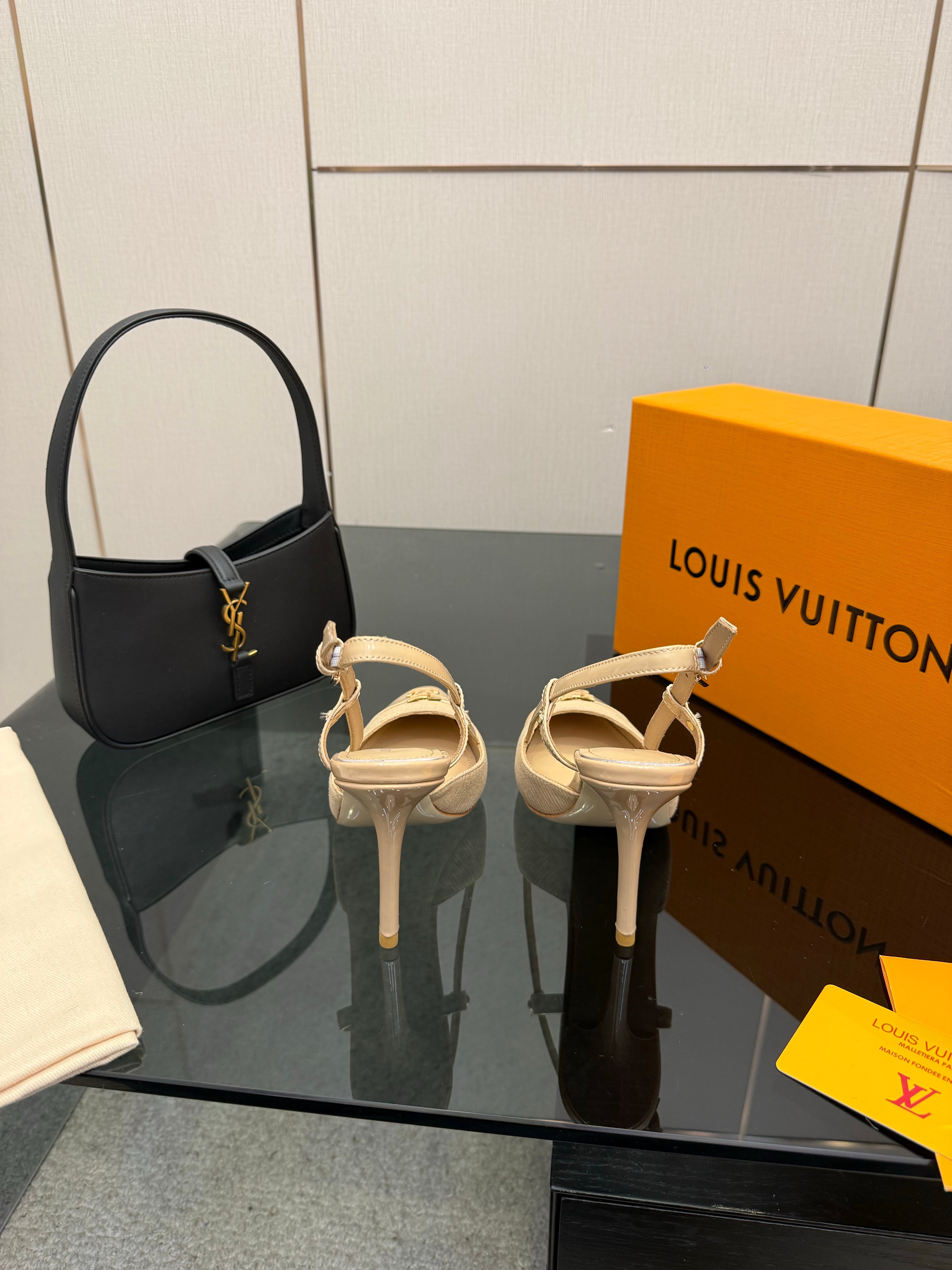 LV 26ss Slingback 90 Beige Calfskin Suede 629645