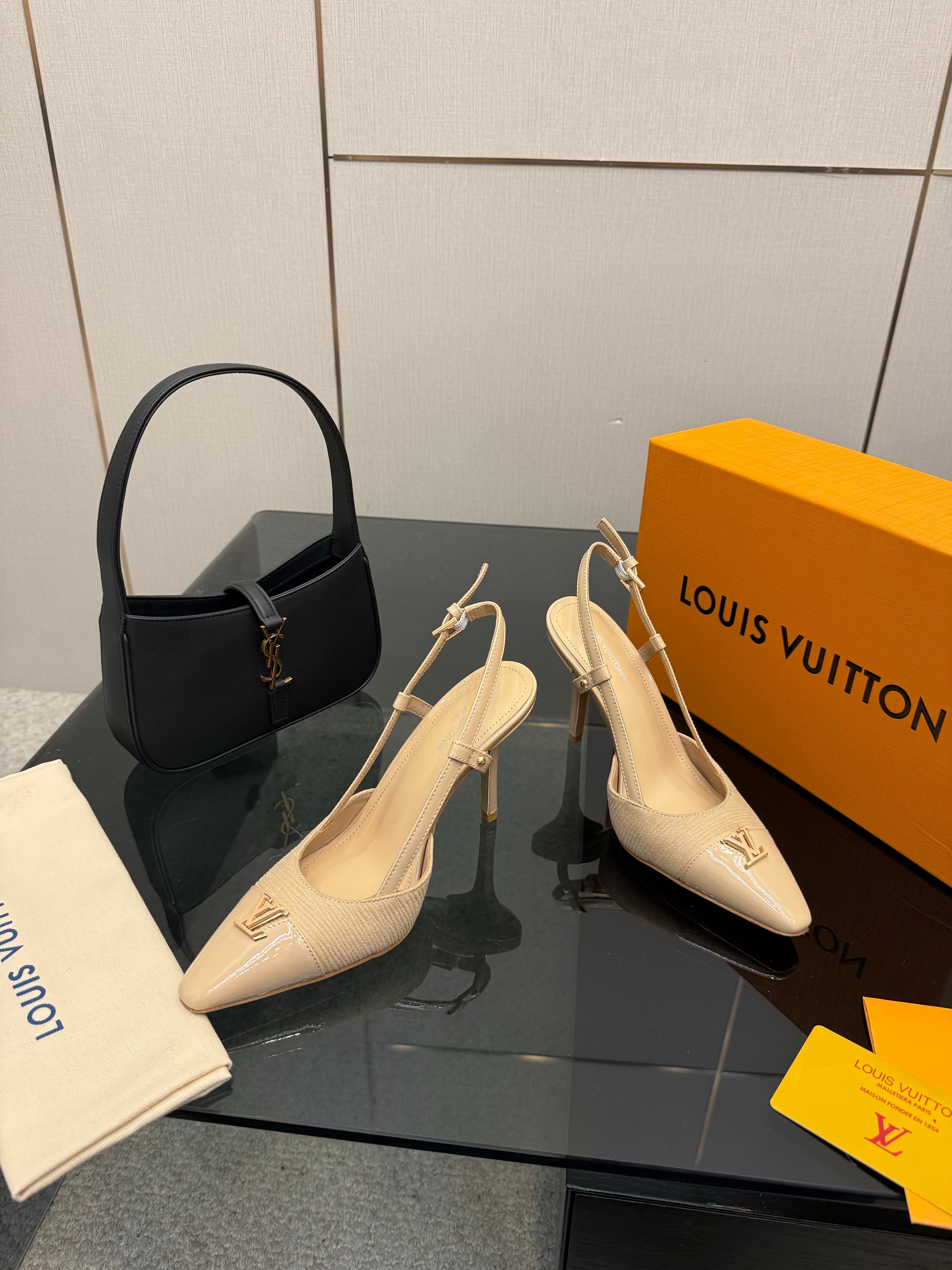 LV 26ss Slingback 90 Beige Calfskin Suede 629645