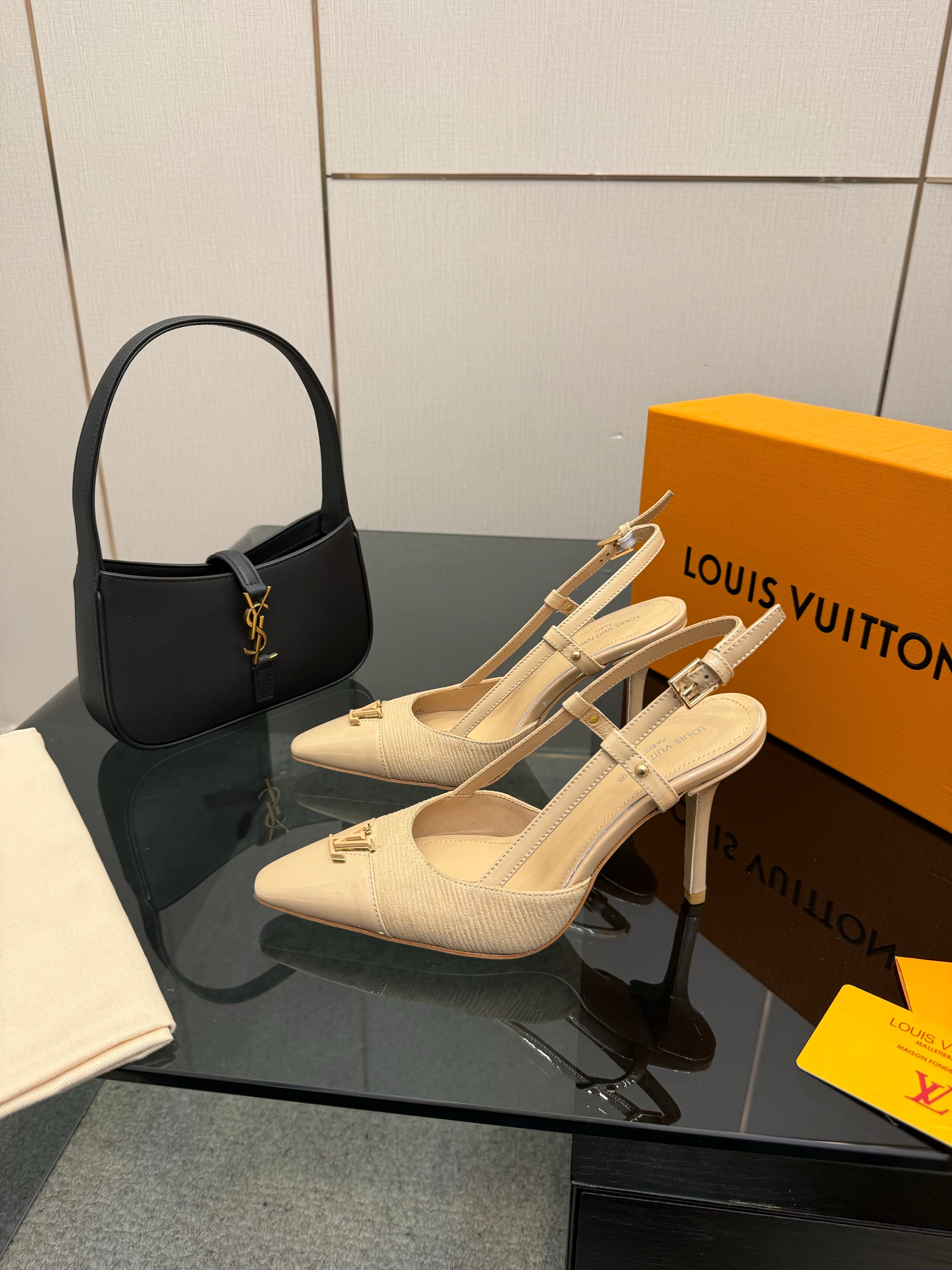 LV 26ss Slingback 90 Beige Calfskin Suede 629645