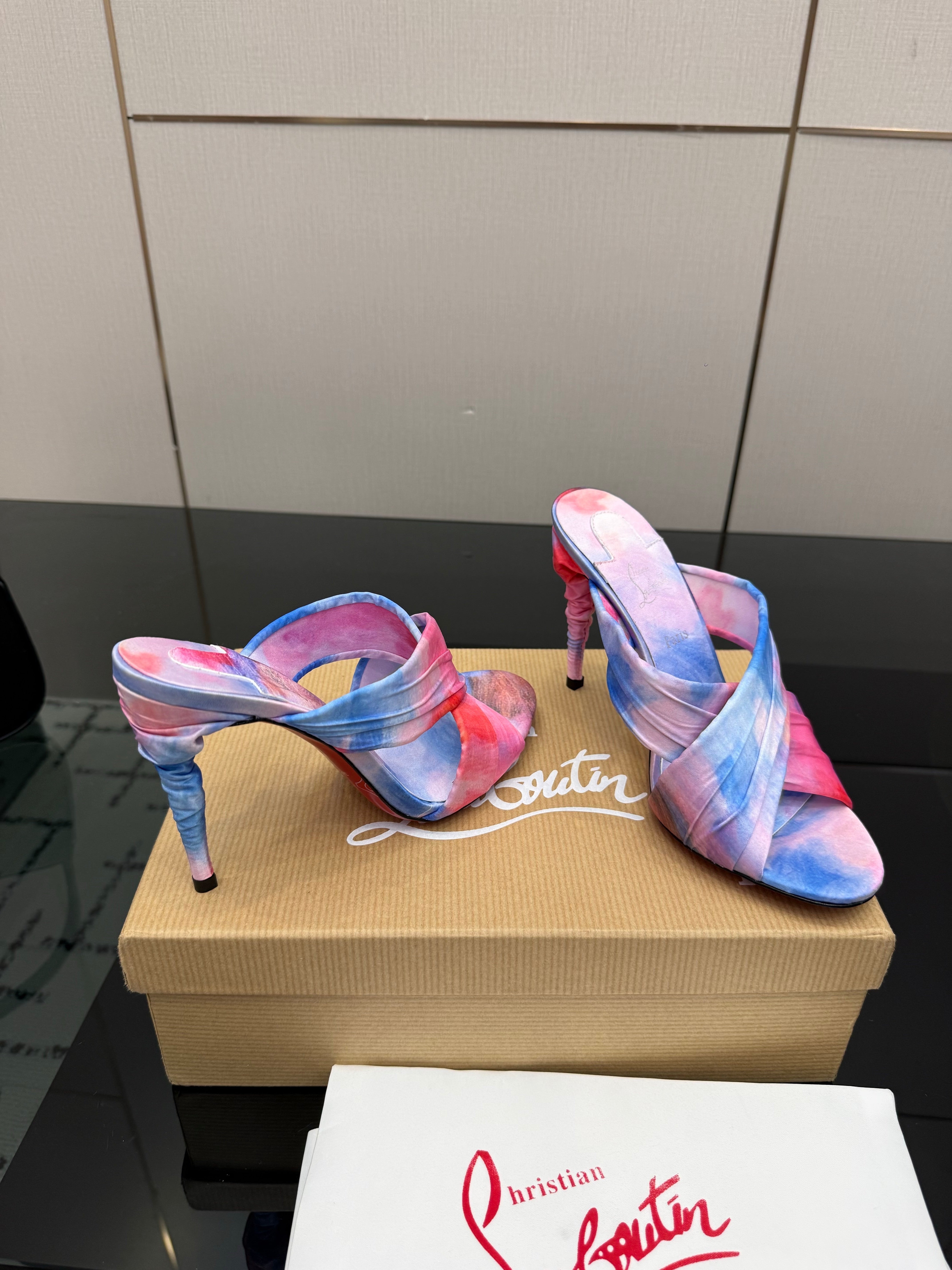 Christian Louboutin 2026 Hight Heels Sandals 100mm Silk Printed Design 791547