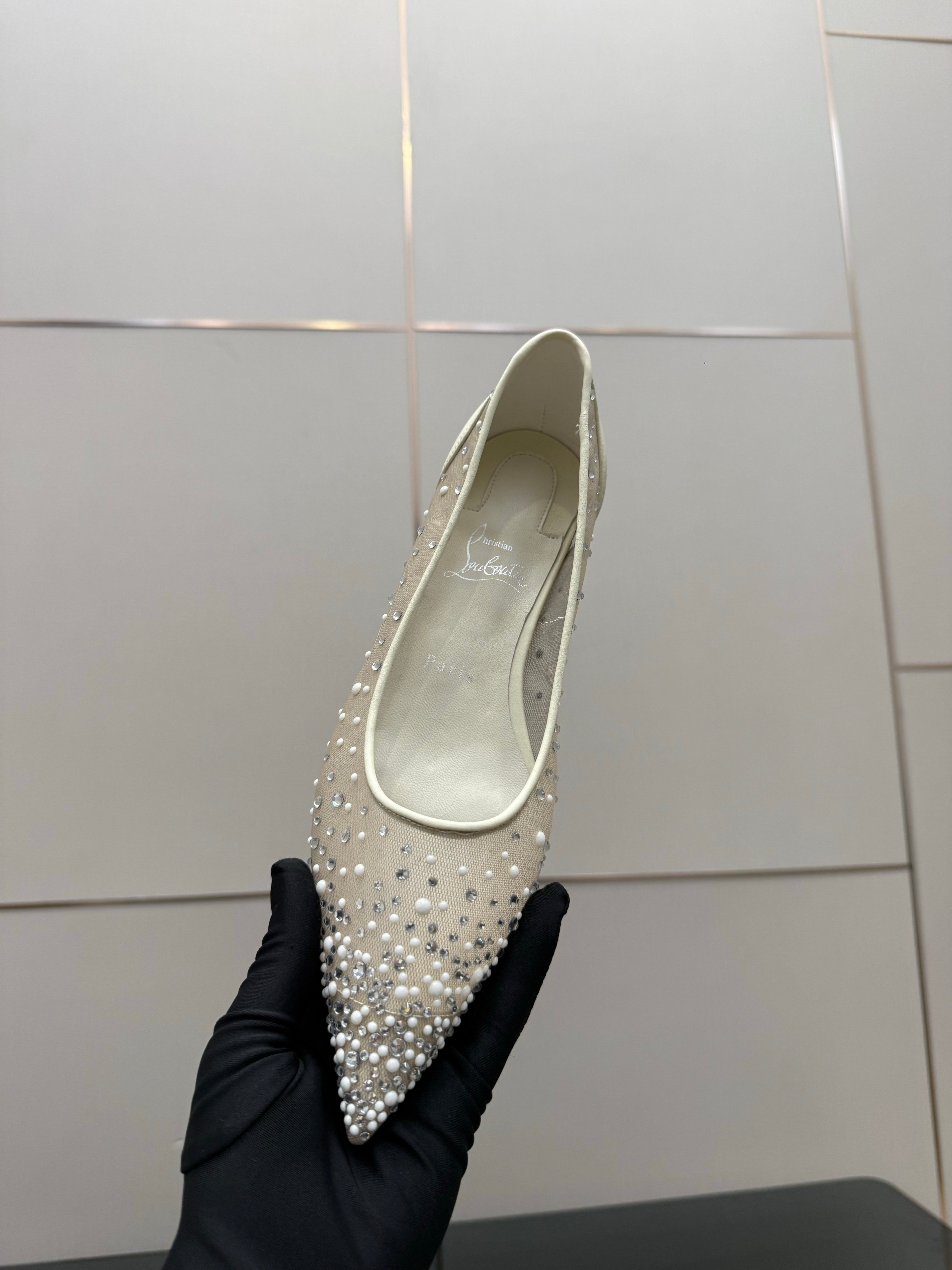 Christian Louboutin 2026 Ballerina Flats Mesh Crystal Embellishment 791567