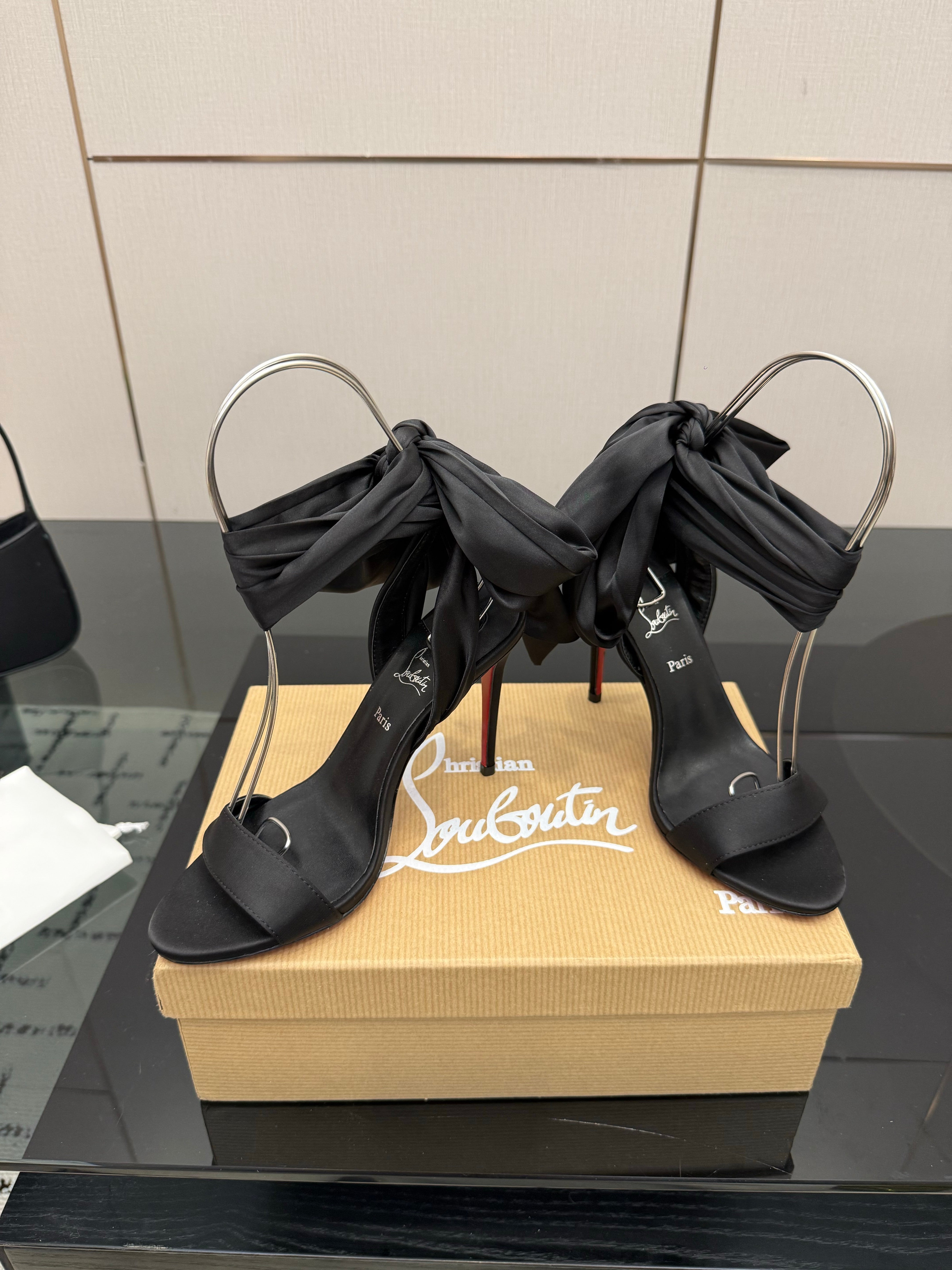 Christian Louboutin 2026 Sevillana 100mm Crepe Sandals Silk Sheepskin 791574