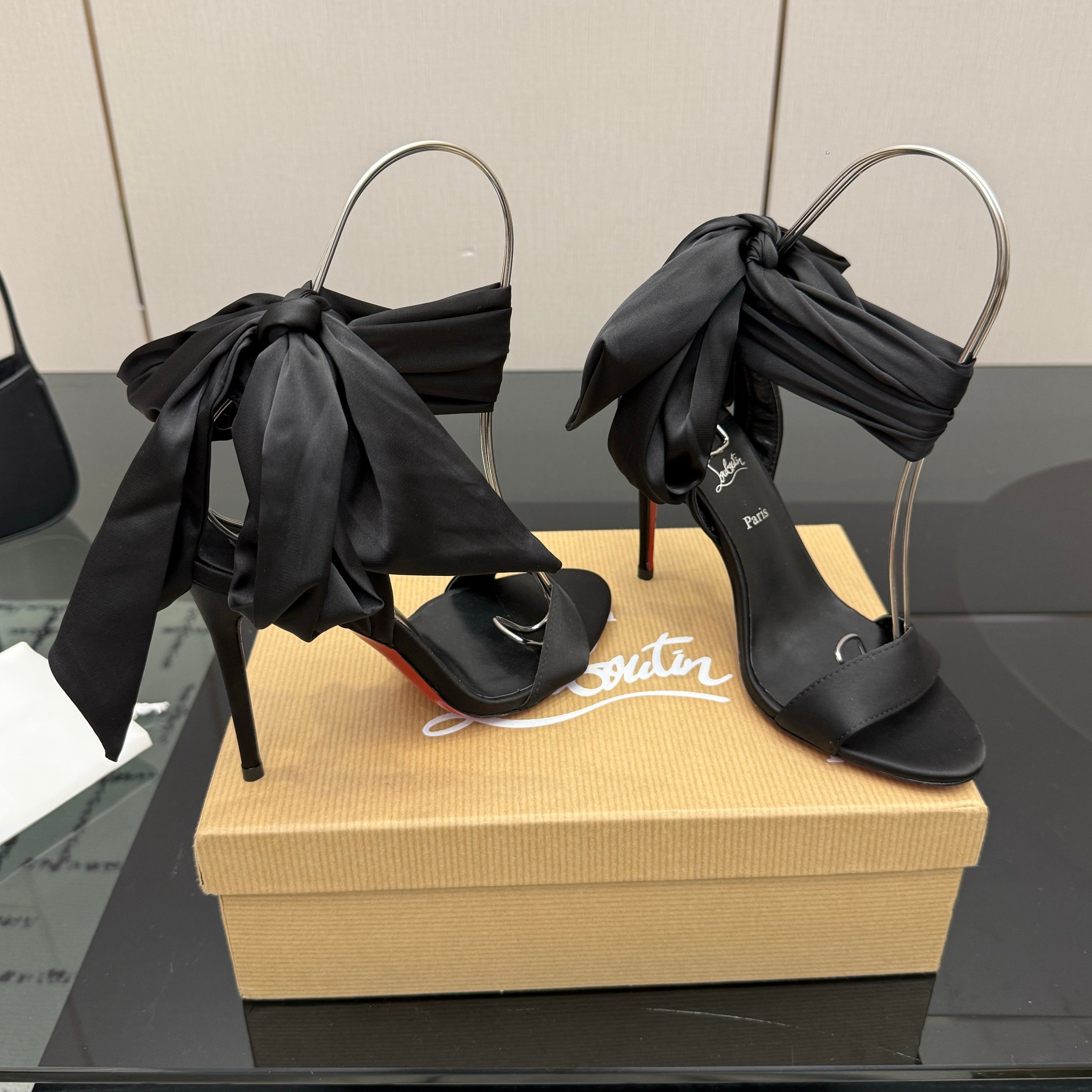 Christian Louboutin 2026 Sevillana 100mm Crepe Sandals Silk Sheepskin 791574