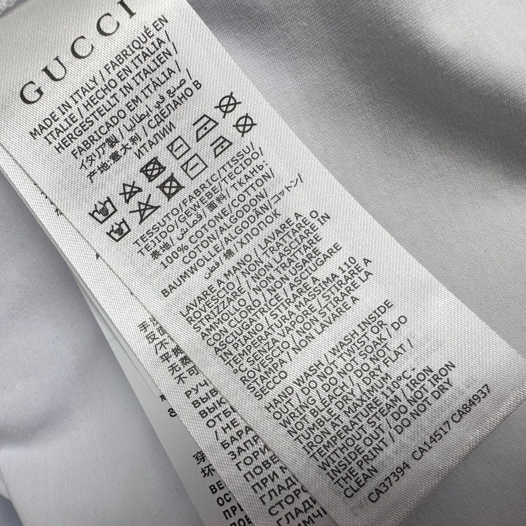 GG White Blue Cotton Jersey T-shirt With Print