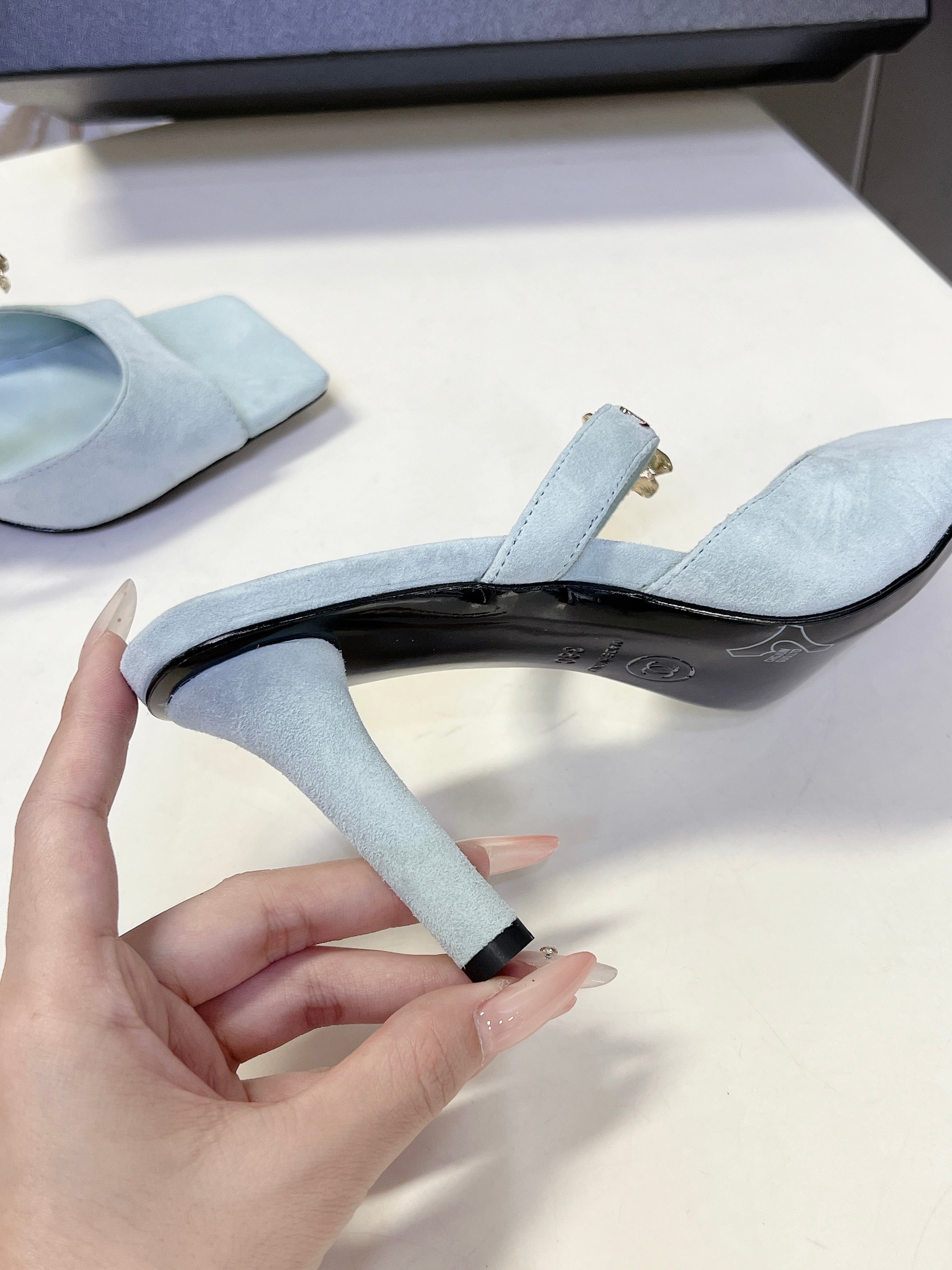 Chanel 2026 Mule 70mm Embossing And Suede Calfskin 895349