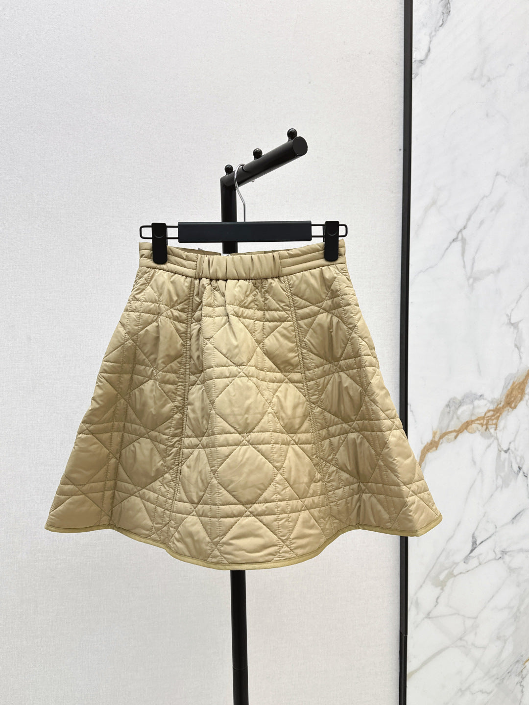 CD 25 Plaid Quilted Lapel Set Beige Cotton