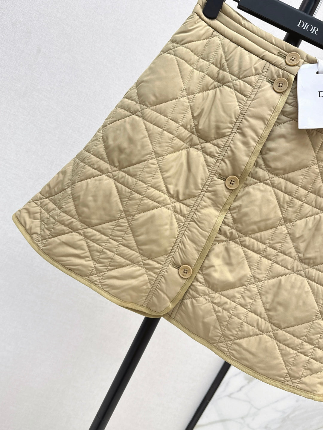 CD 25 Plaid Quilted Lapel Set Beige Cotton