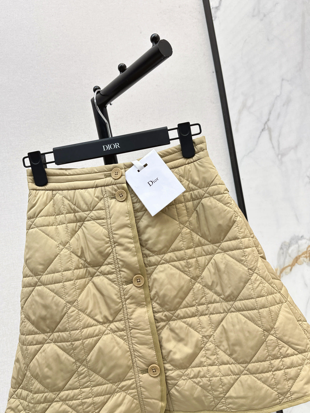 CD 25 Plaid Quilted Lapel Set Beige Cotton