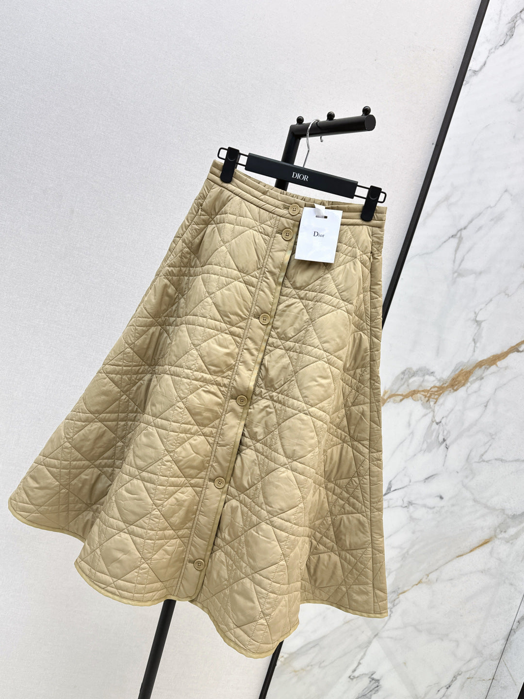 CD 25 Plaid Quilted Lapel Set Beige Cotton