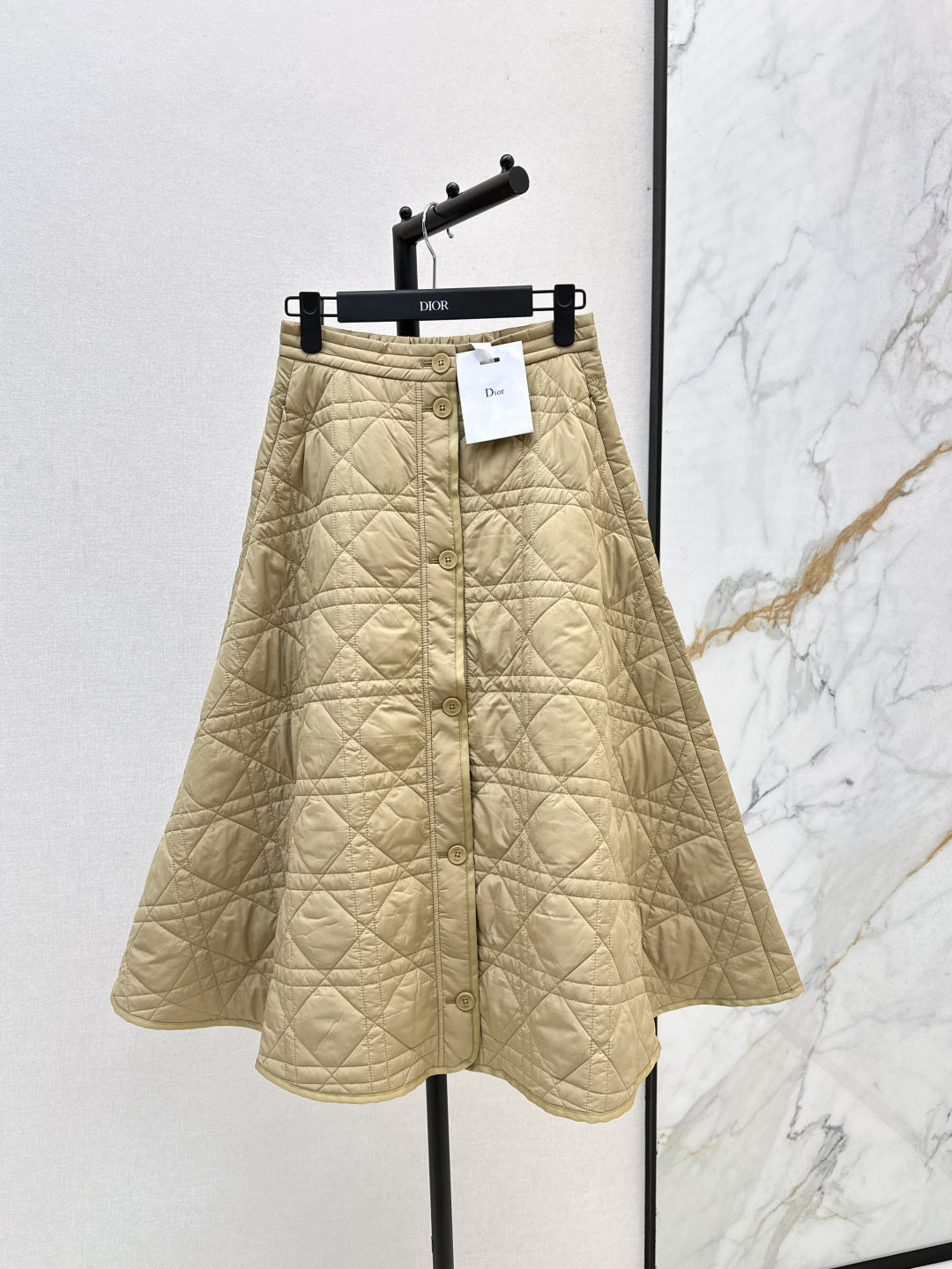 CD 25 Plaid Quilted Lapel Set Beige Cotton
