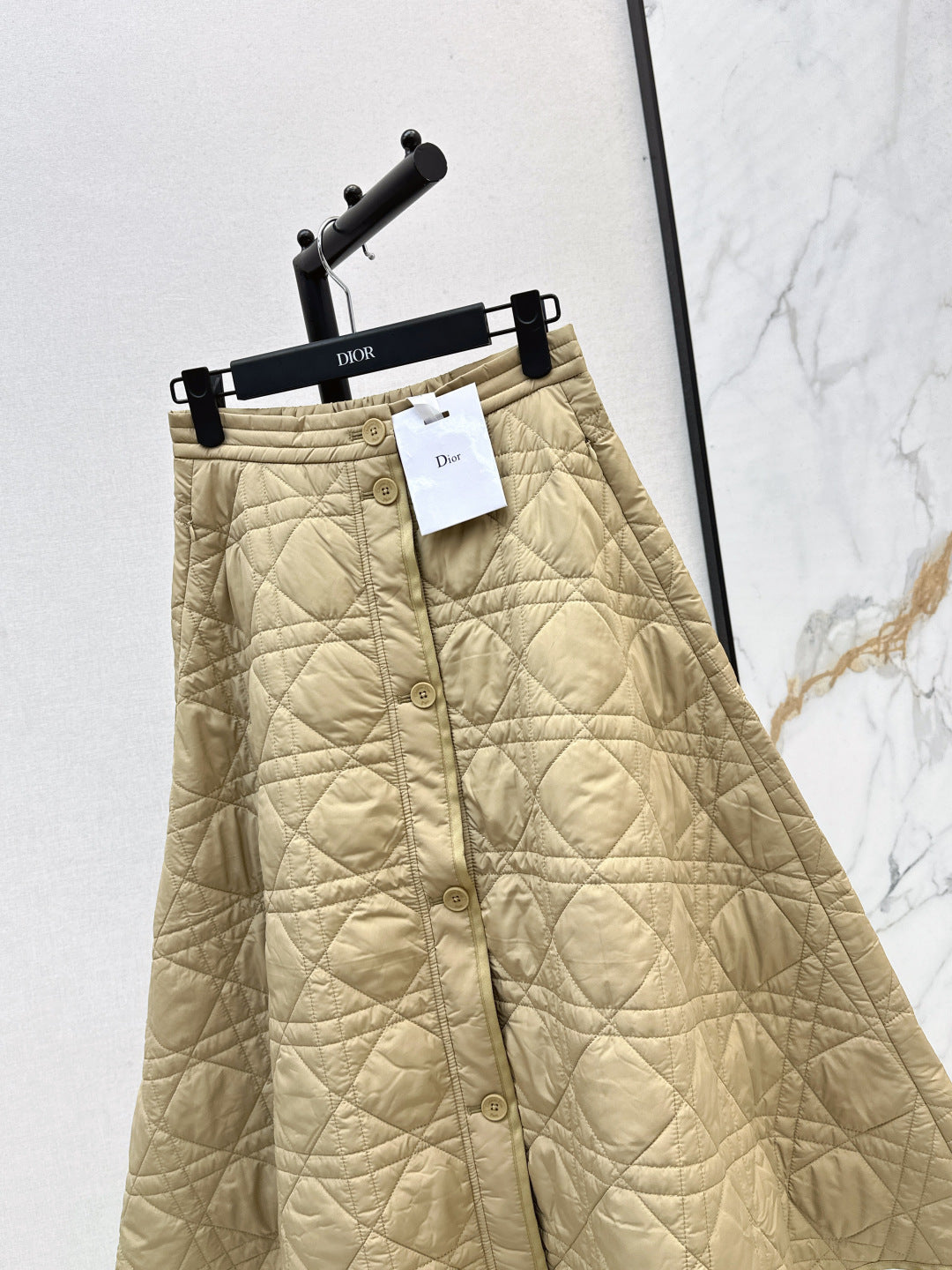 CD 25 Plaid Quilted Lapel Set Beige Cotton