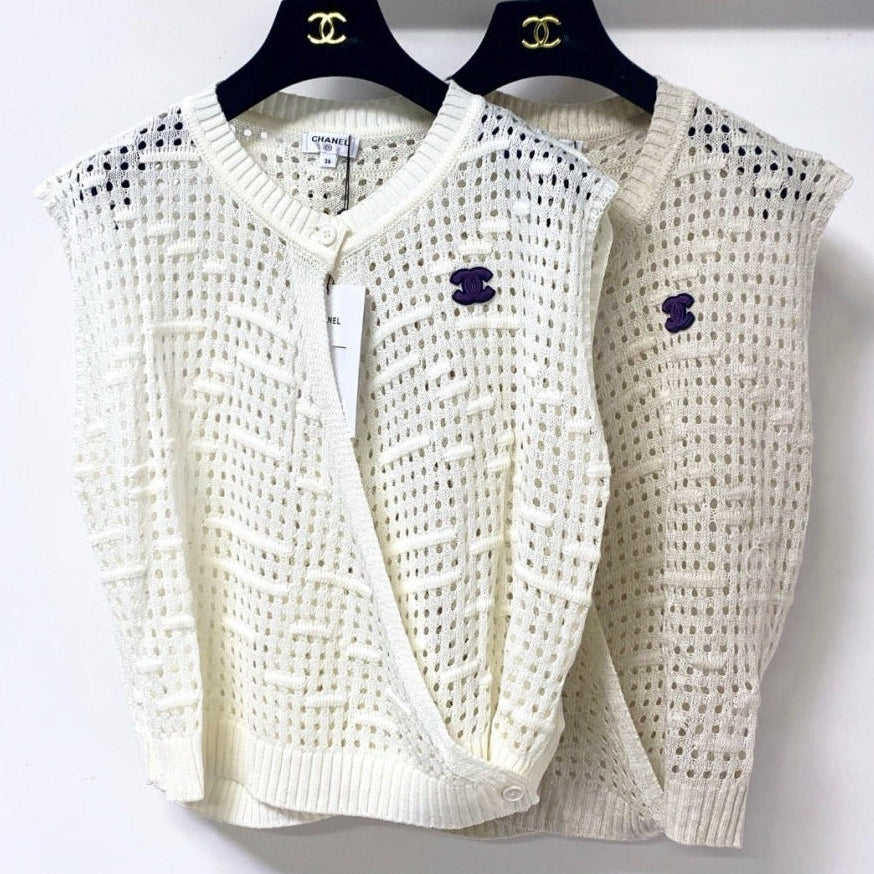 Chanel 2026 V-neck Crochet Knit Vest Acrylic 419420