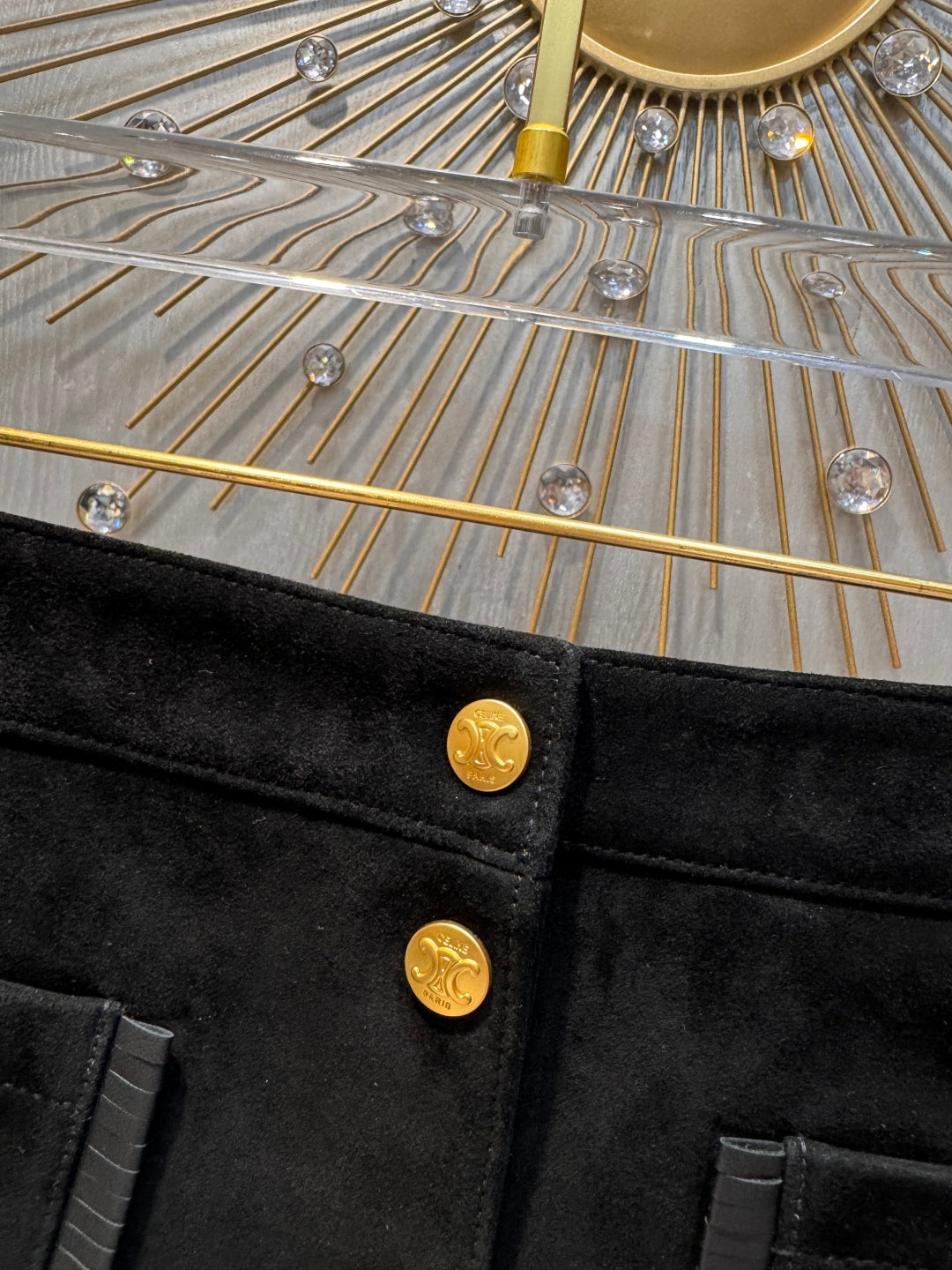 Celine 25 Skirt Black Gold Velvet