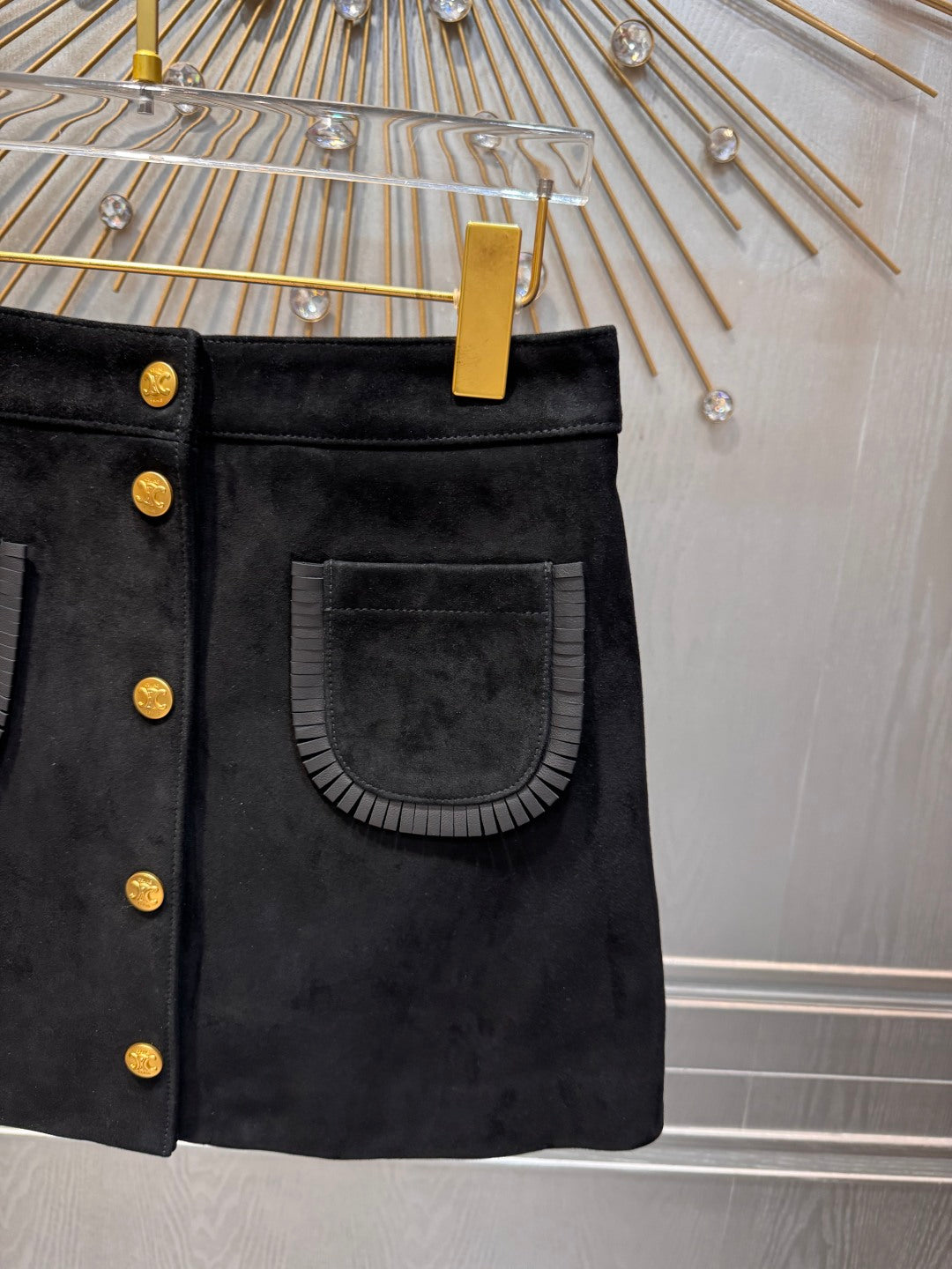 Celine 25 Skirt Black Gold Velvet