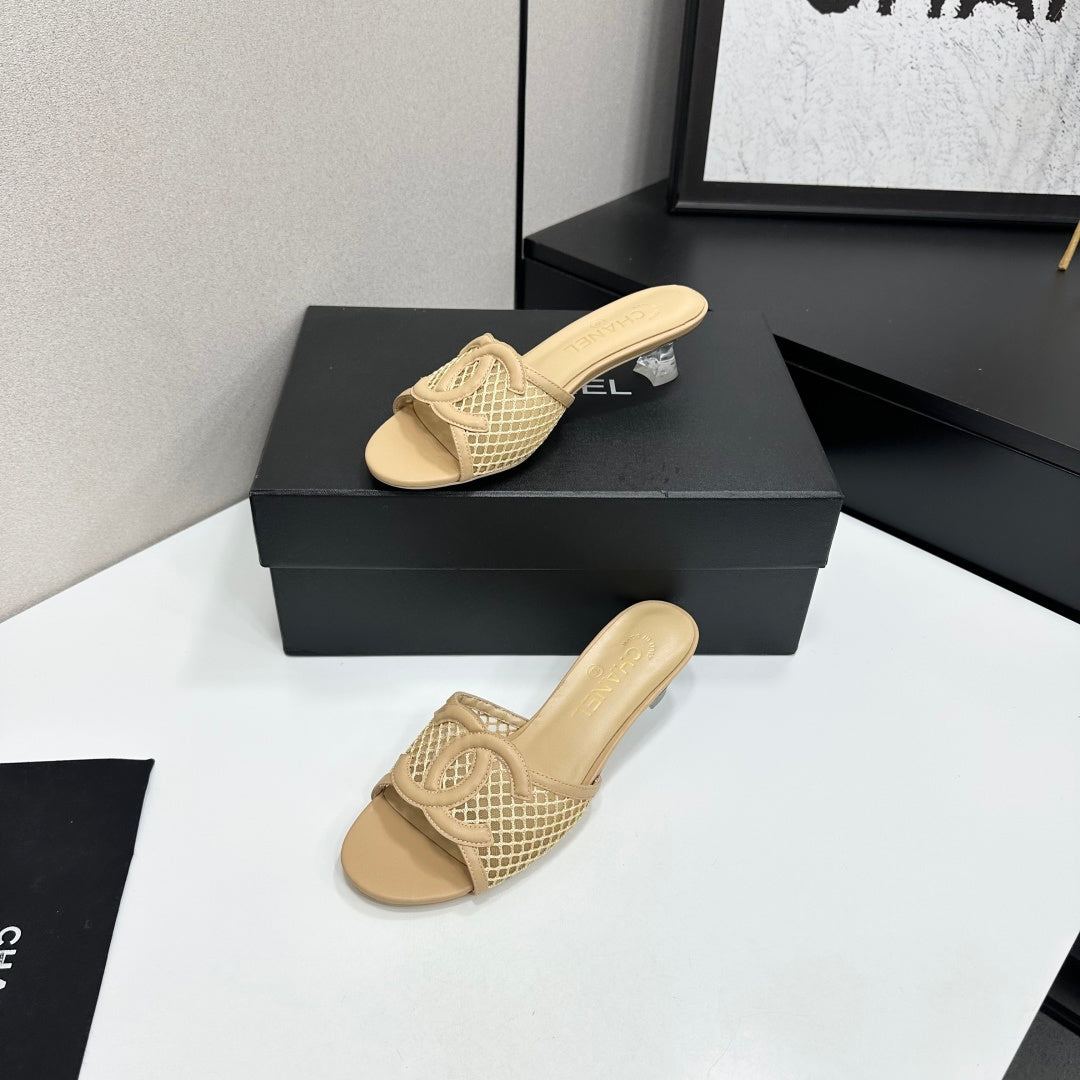 Chanel 2026 Transparent Spool Heels Leather Sheepskin Mesh 822723
