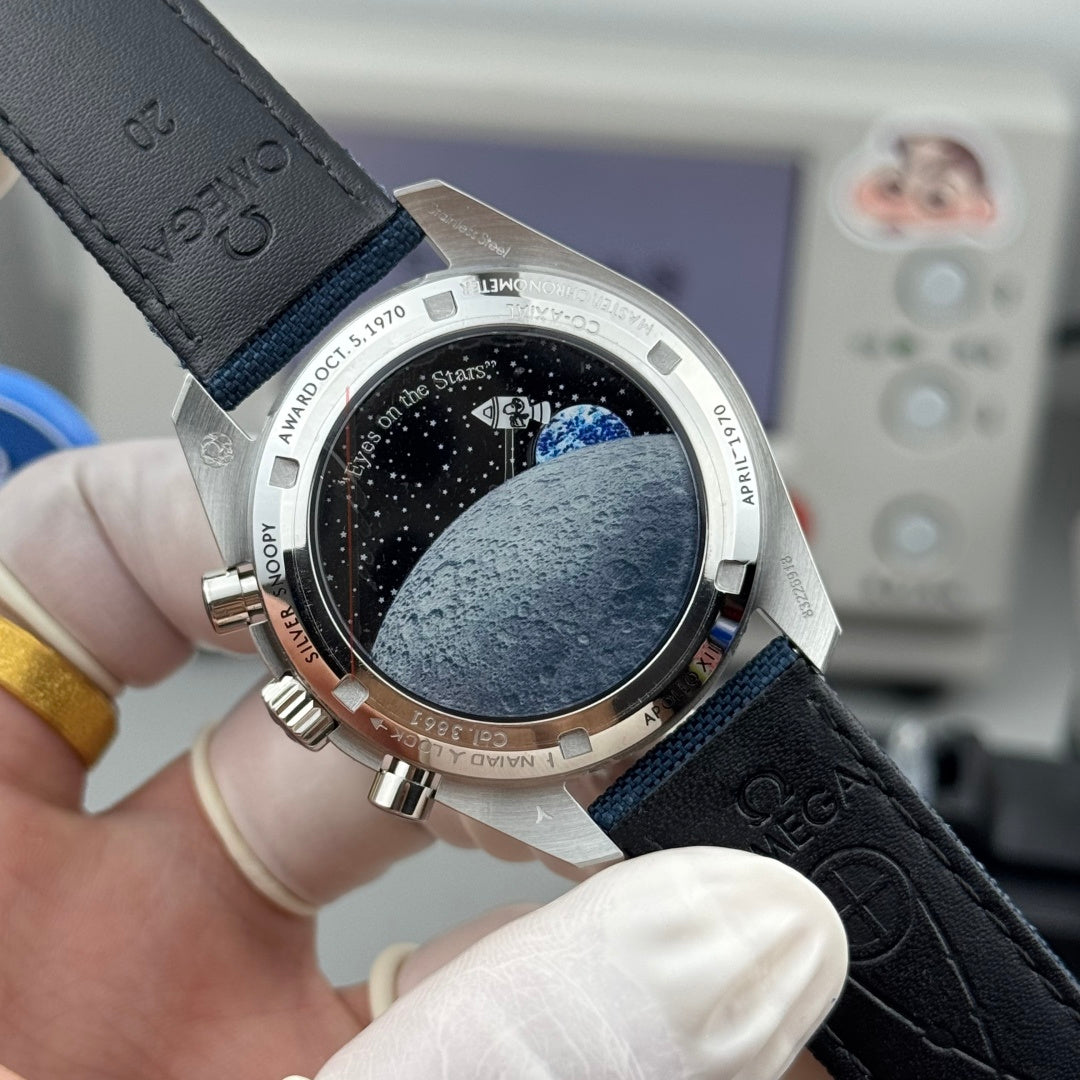 Omega Speedmaster "Silver Snoopy Award" 42mm White Dial Blue Strap