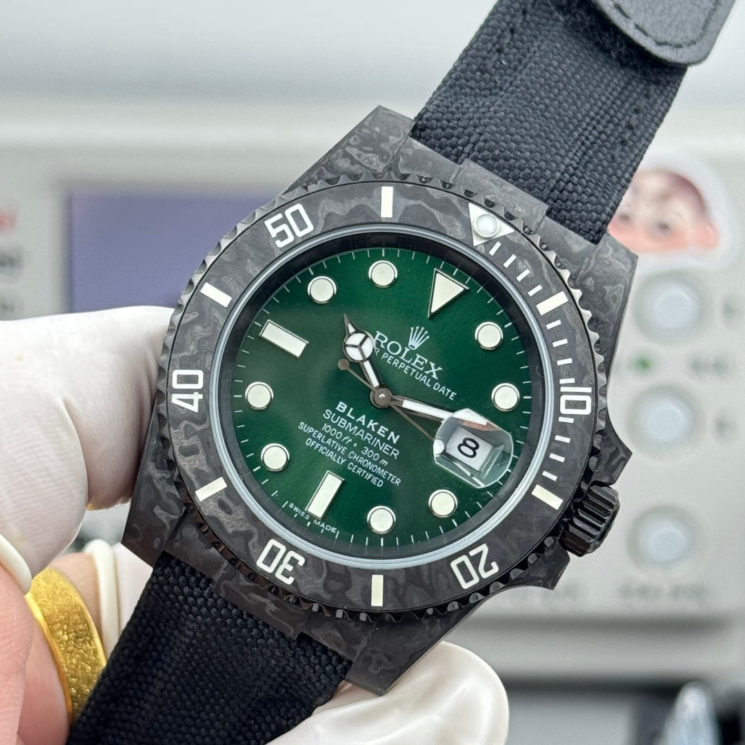 Rolex Submariner Date Custom Carbon Black Green Dial