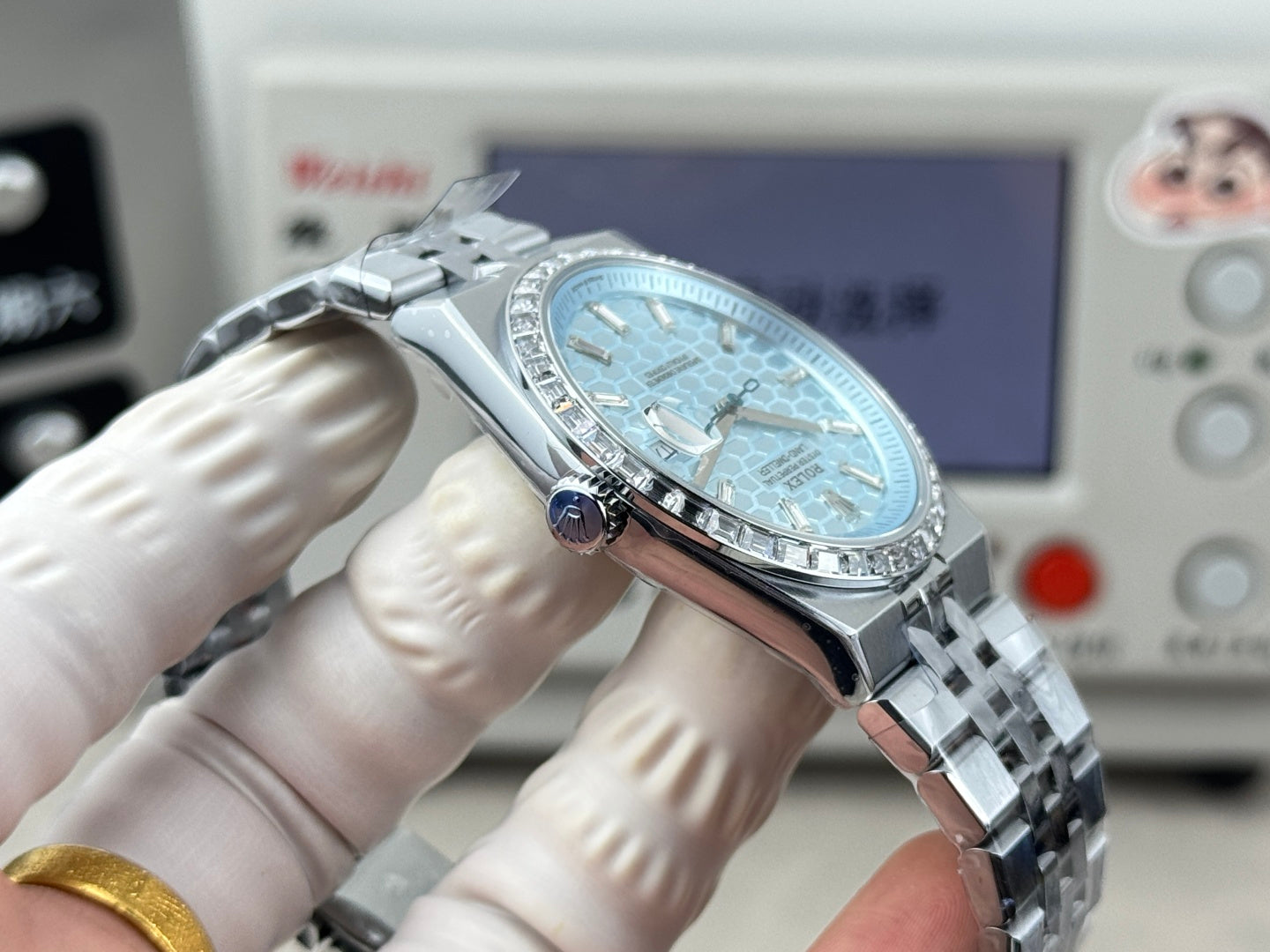 Rolex Land-Dweller Ice Blue Dial Diamond Bezel