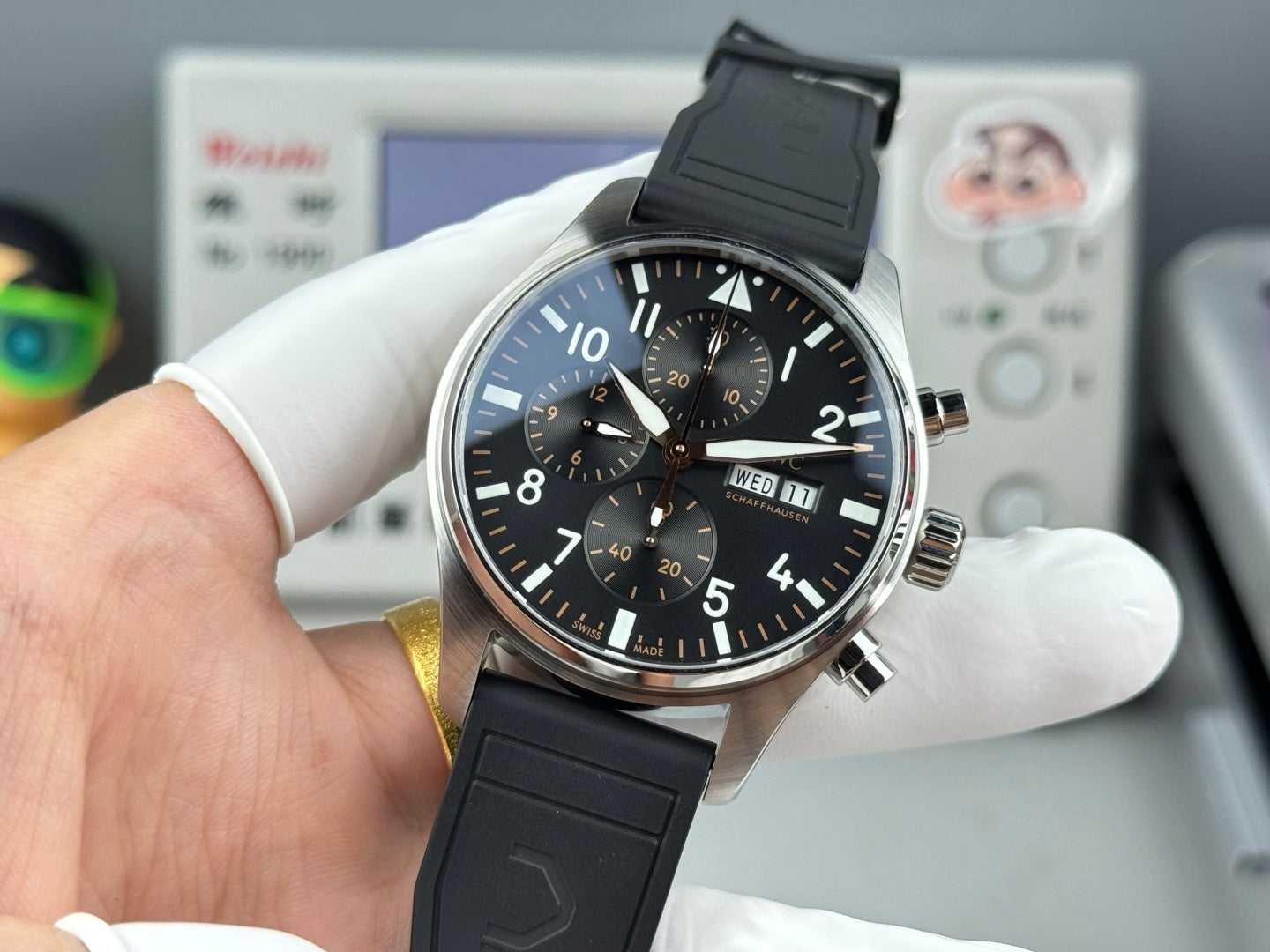 IWC Pilot's Chronograph 41mm Black Dial Black Rubber Strap
