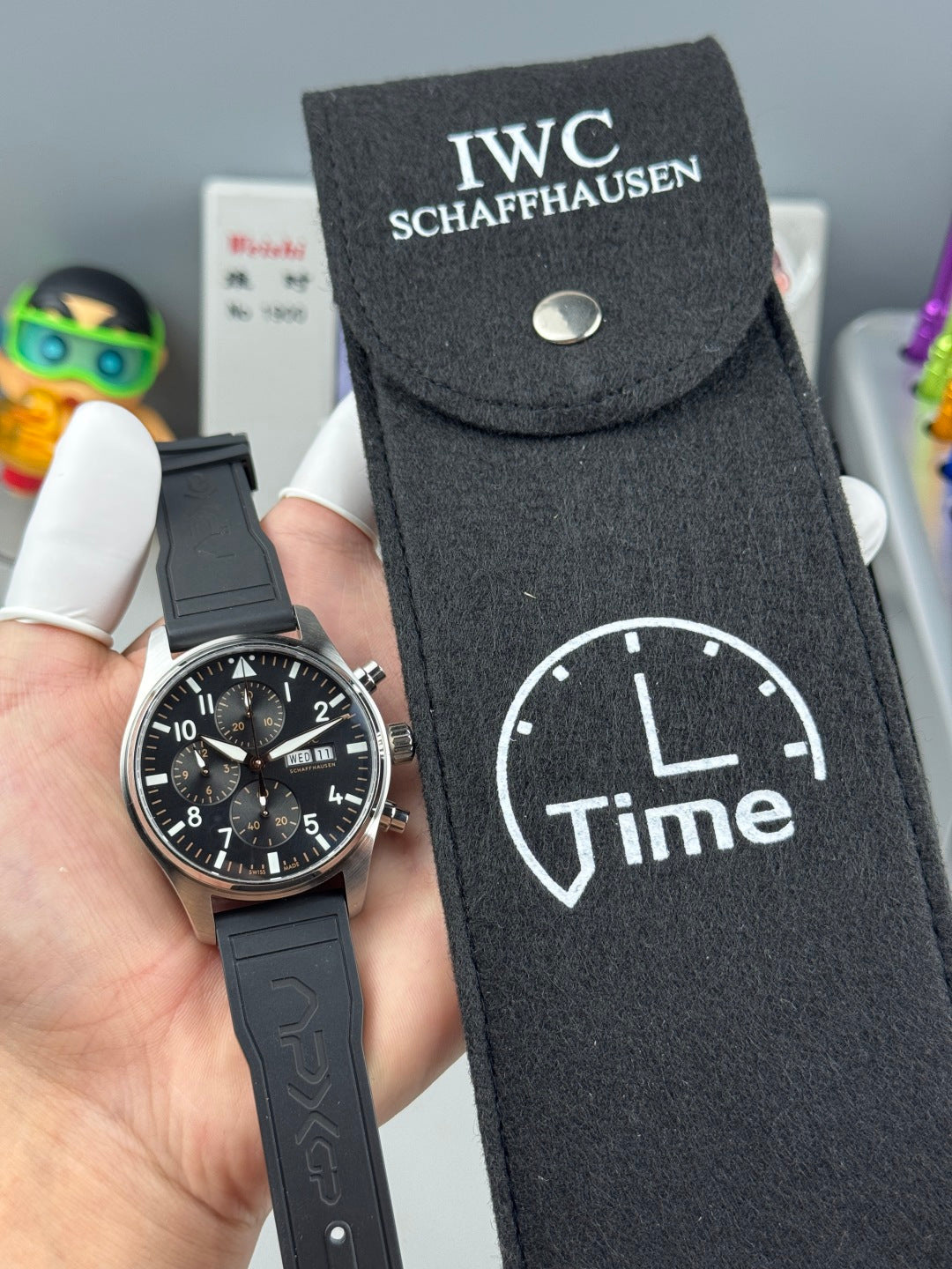 IWC Pilot's Chronograph 41mm Black Dial Black Rubber Strap