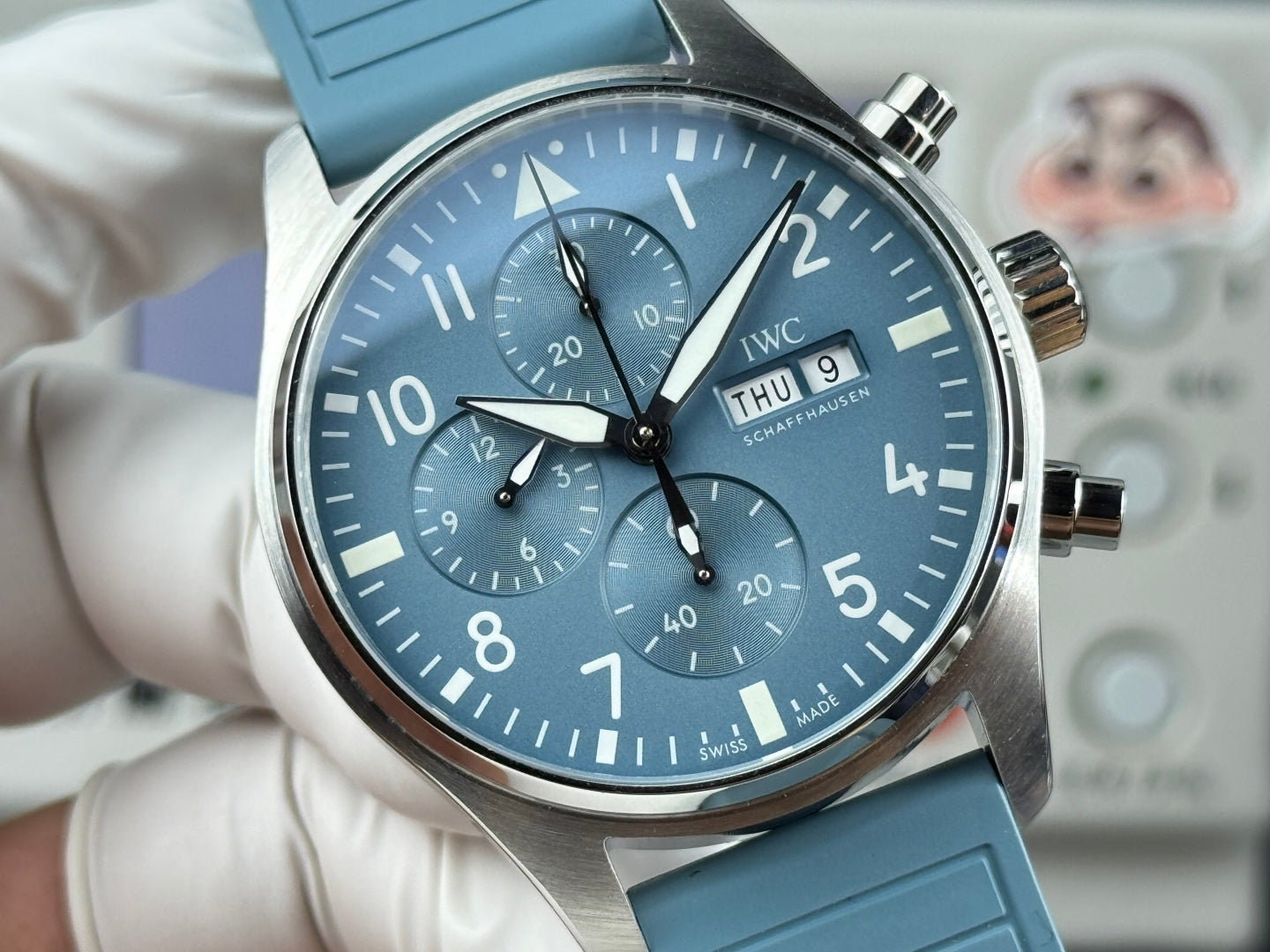 IWC Pilot's Chronograph 41mm Blue Dial Steel Case Rubber Strap