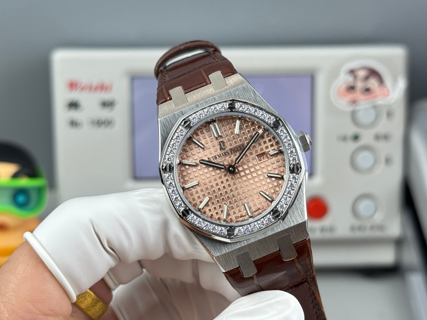 Audemars Piguet Royal Oak Lady 33mm Rose Gold Dial Leather Strap