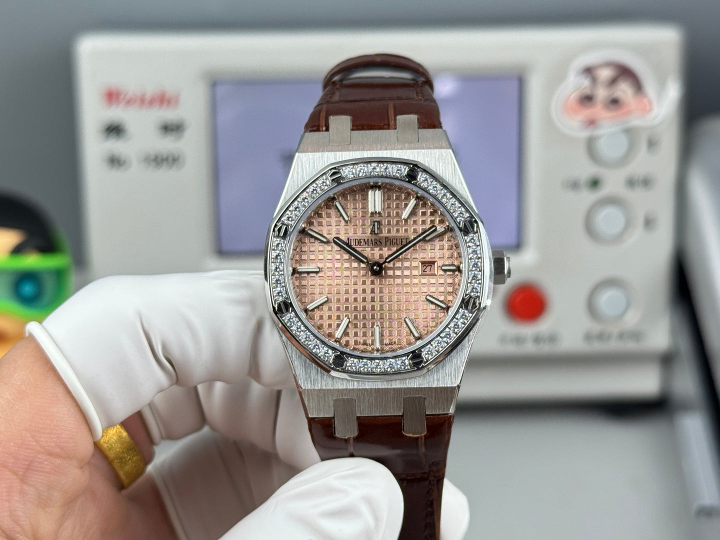 Audemars Piguet Royal Oak Lady 33mm Rose Gold Dial Leather Strap