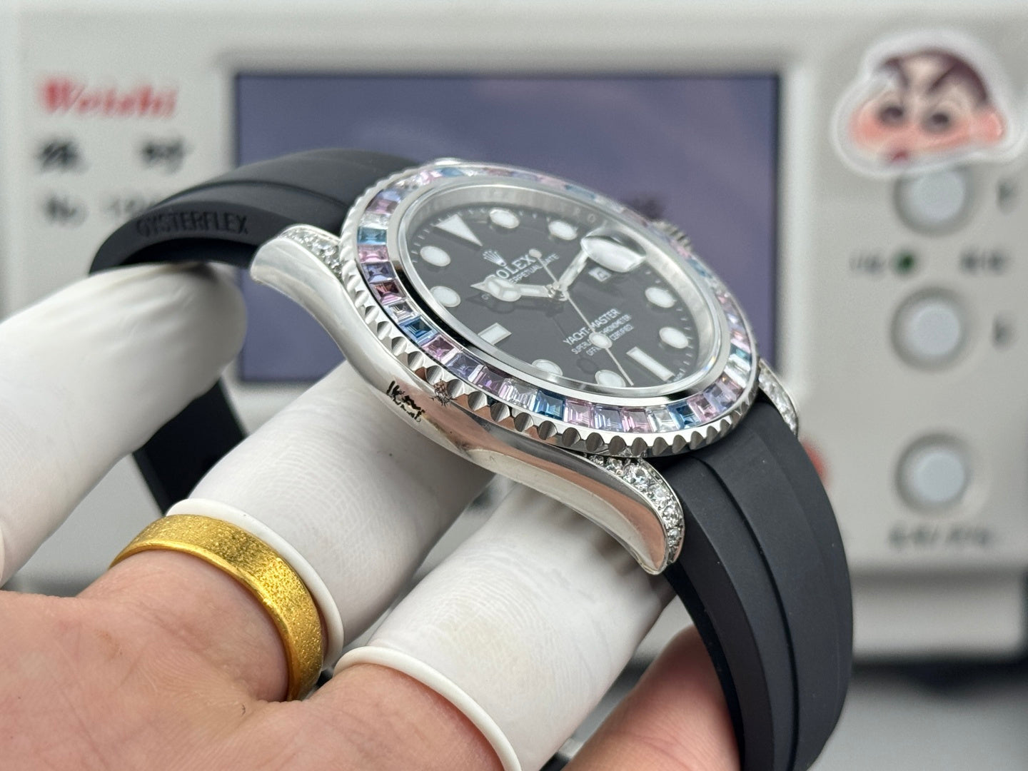 Rolex Yacht-Master 42mm Black Dial Multi Color Diamond