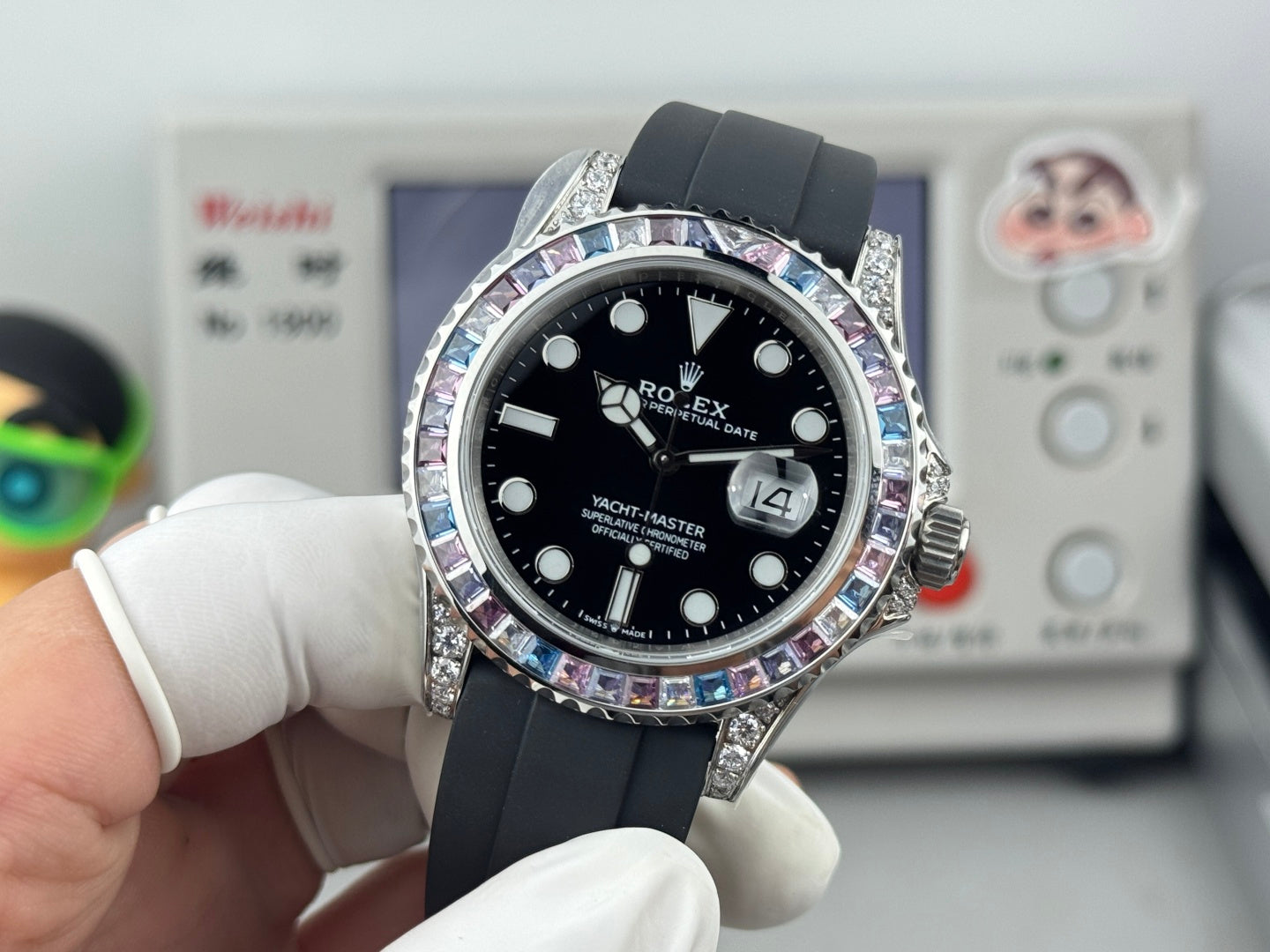 Rolex Yacht-Master 42mm Black Dial Multi Color Diamond