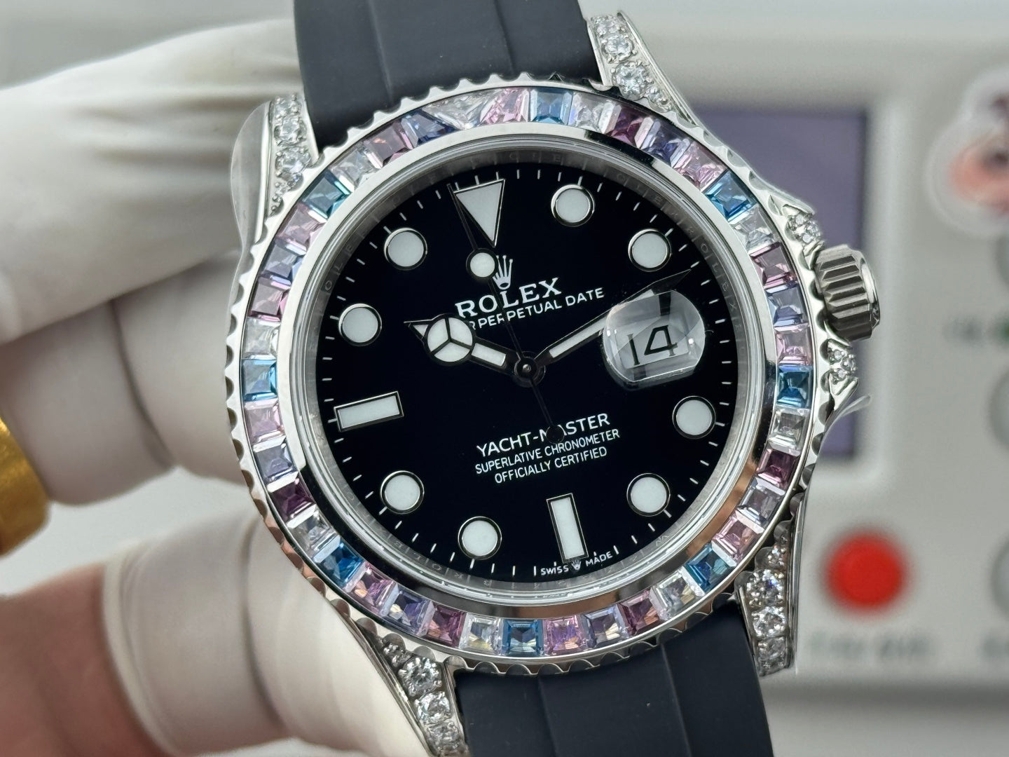 Rolex Yacht-Master 42mm Black Dial Multi Color Diamond
