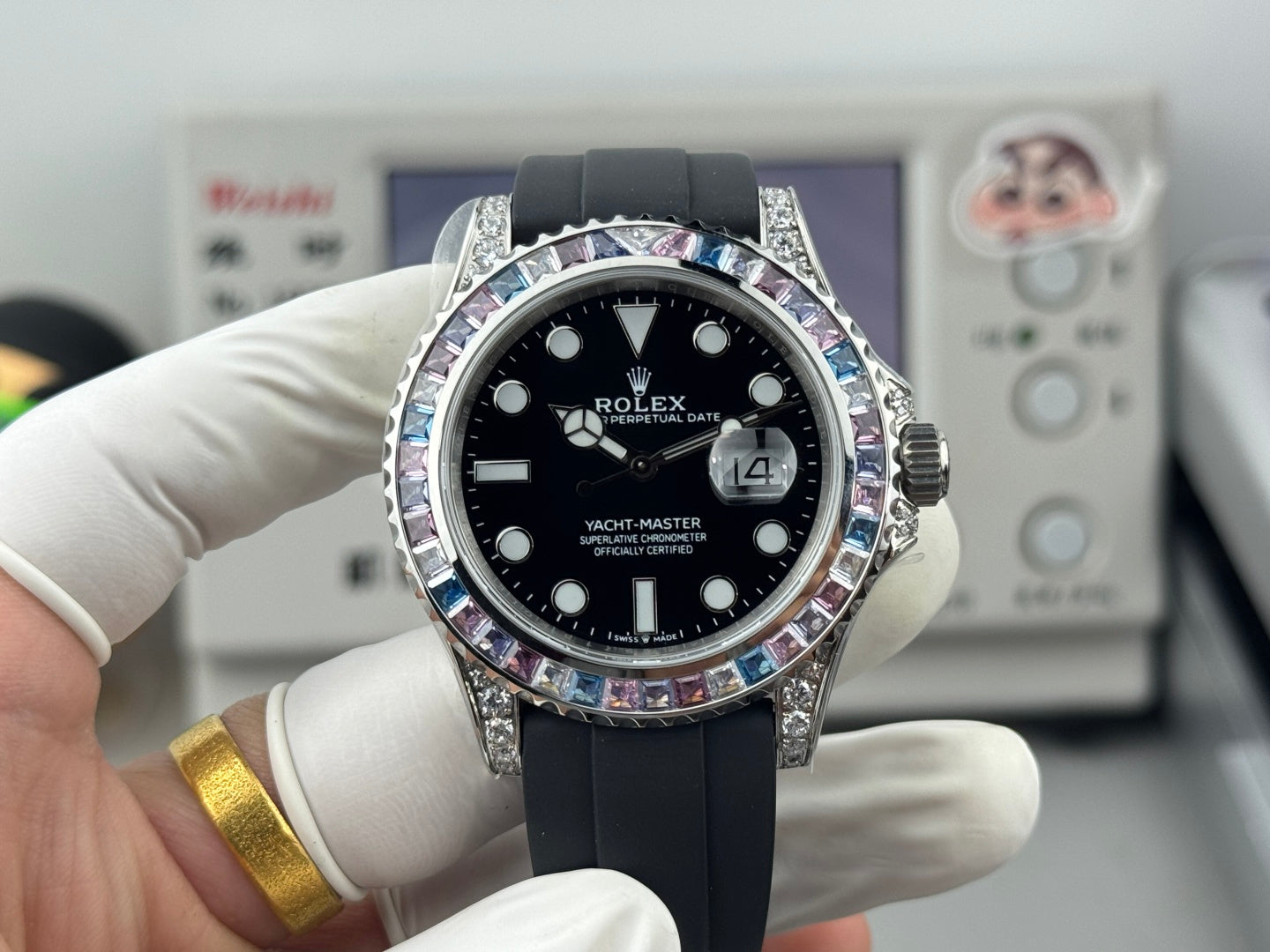 Rolex Yacht-Master 42mm Black Dial Multi Color Diamond