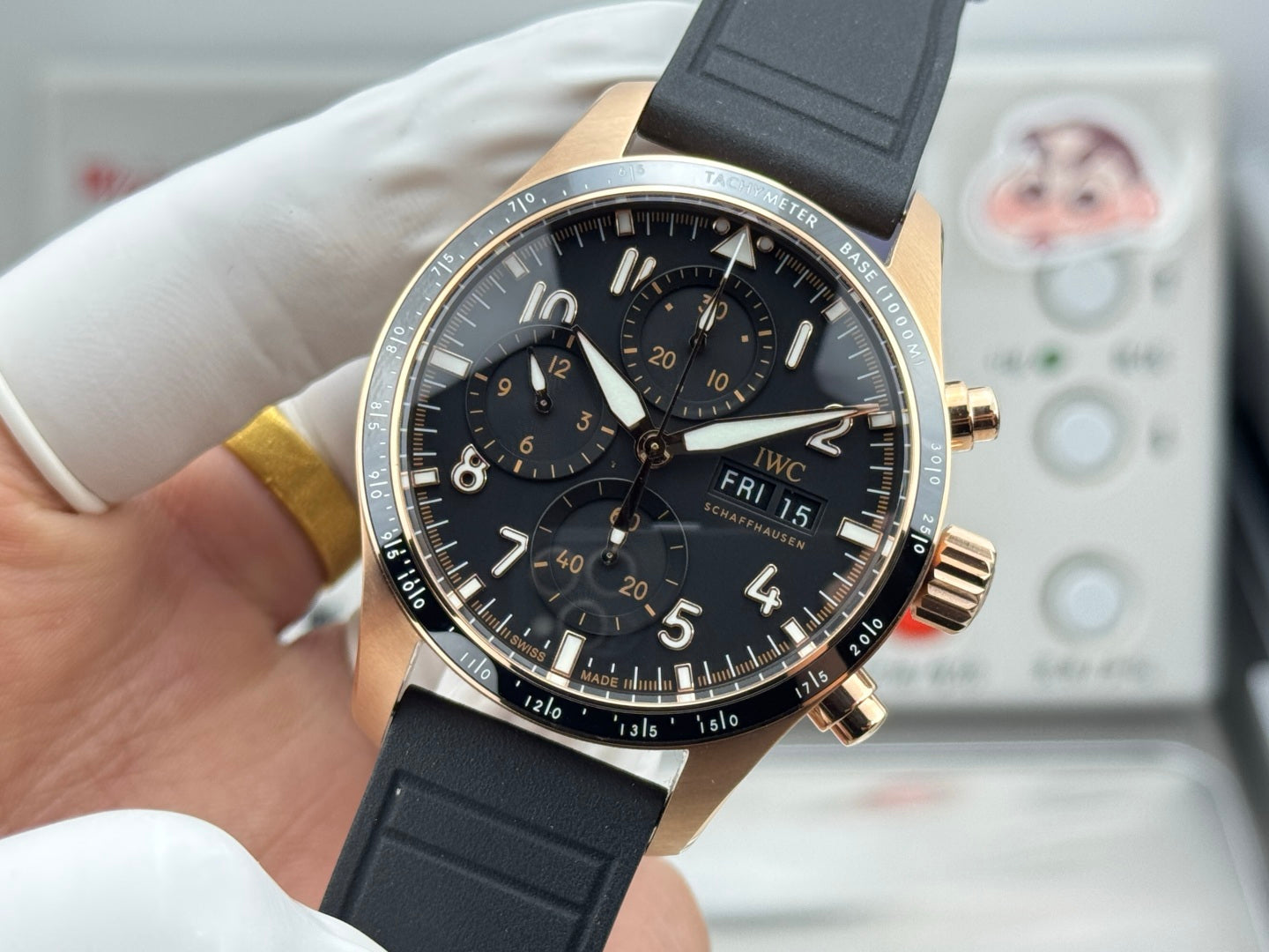 IWC Pilot's Chronograph 41 Black Dial Rubber Strap