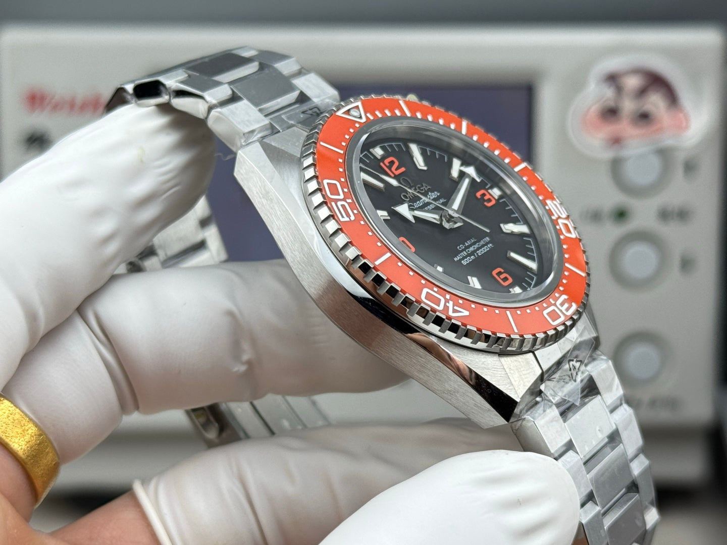 Omega Seamaster Planet Ocean 600M 42mm Steel/Orange Ceramic Black Dial Watch