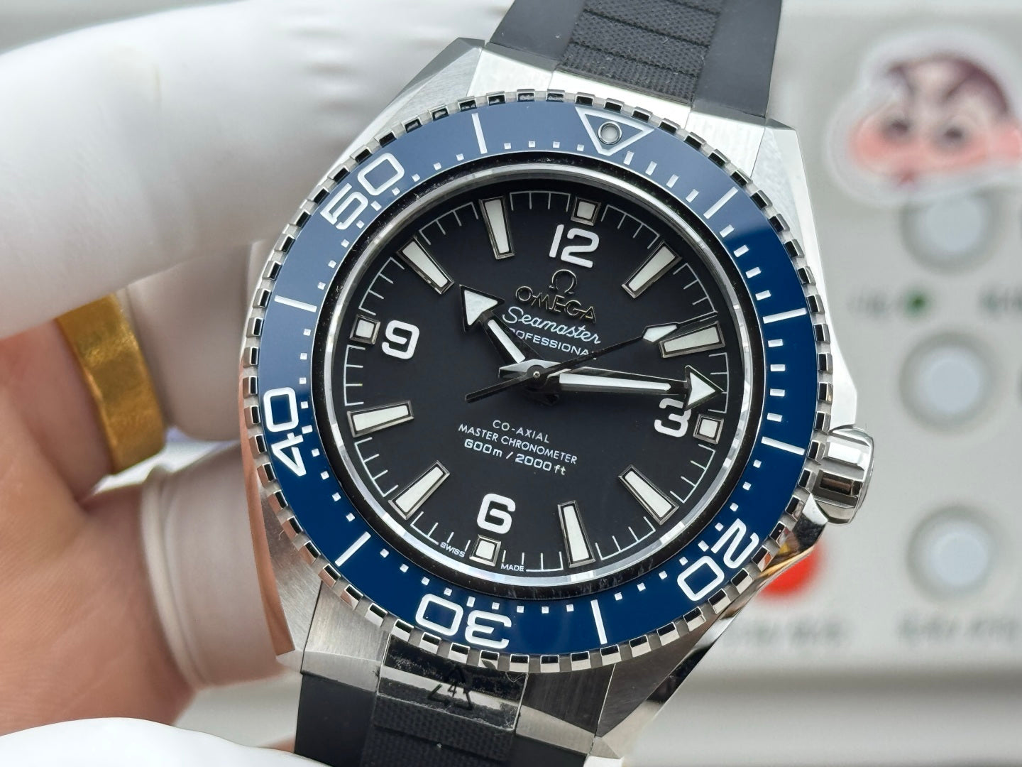 Omega Seamaster Planet Ocean 600M 42mm Blue Black Dial Rubber Strap