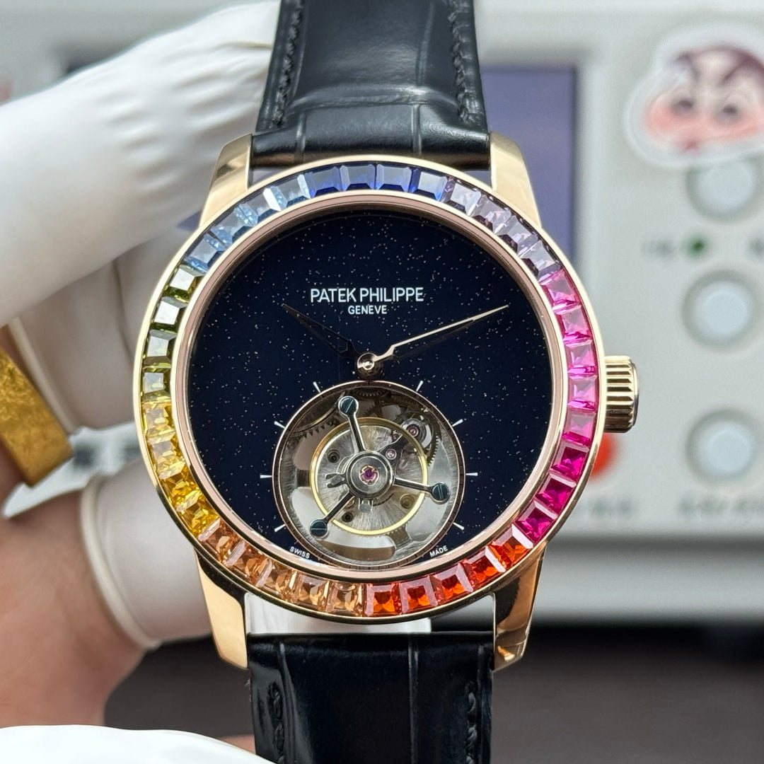 Patek Philippe Grand Complications Sky Moon Tourbillon 42mm Rose Gold Case Rainbow Benzel