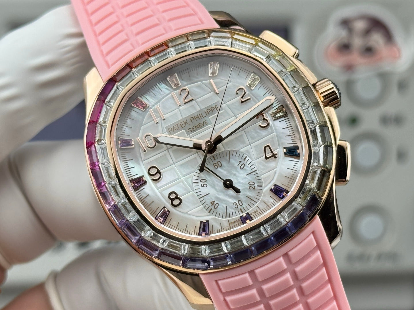 Patek Philippe Aquanaut Luce “Rainbow” Chronograph 40mm Pink Rubber Strap