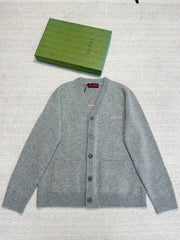 Gucci 2025 Cardigan With Intarsia Gray Wool Cashmere
