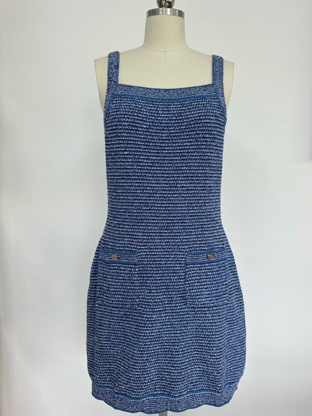 Gucci Striped Suspender Dress Blue Cotton