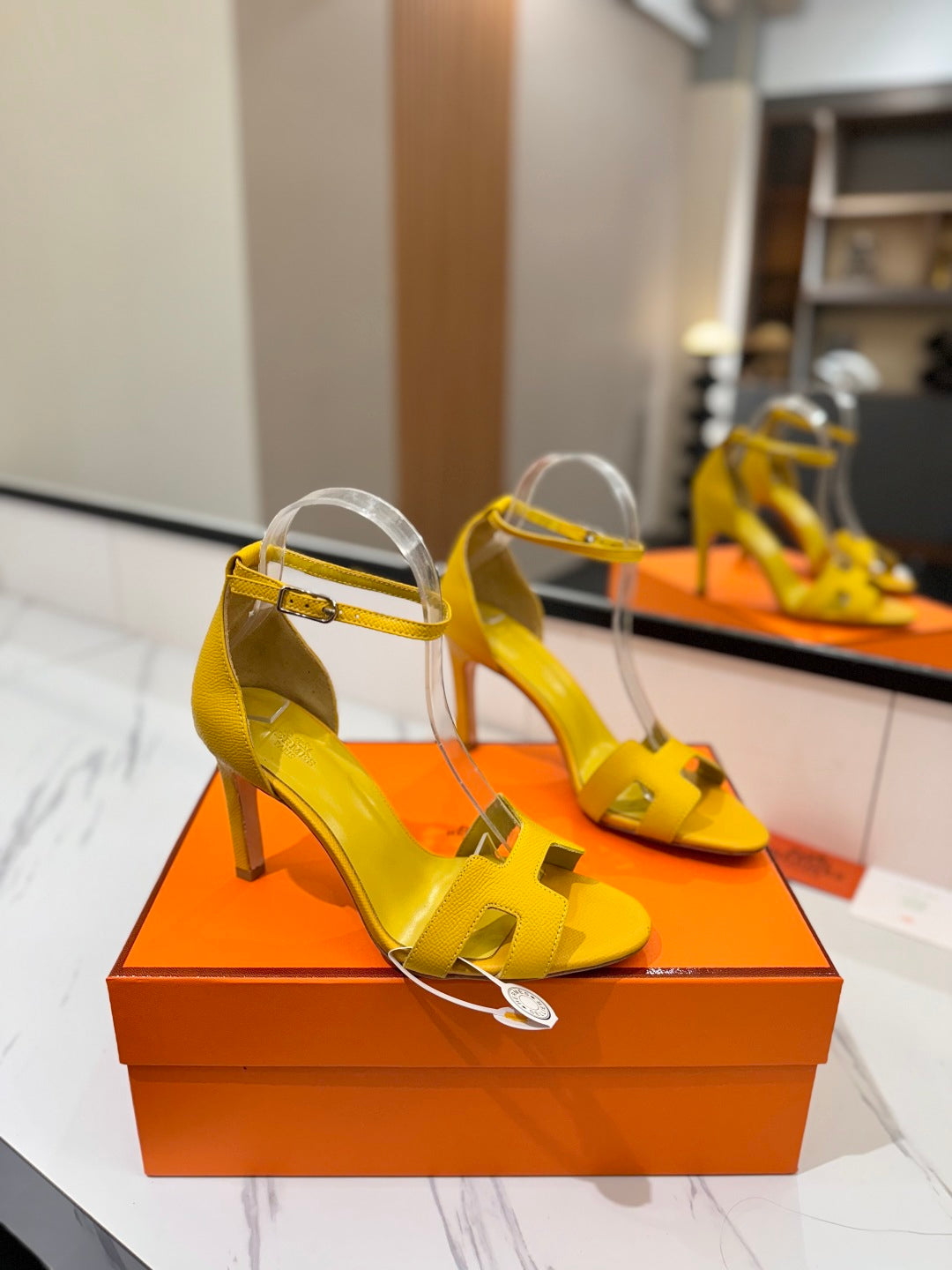 HM Joy Heeled Sandals Yellow Cowhide 294899