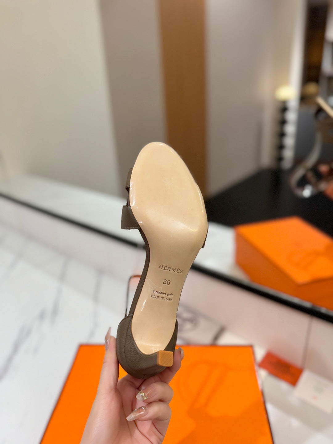 HM Joy 65mm Heeled Sandals Etoupe Cowhide 294909