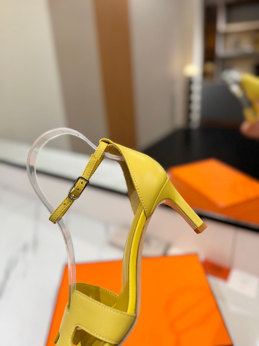 HM Joy 65mm Heeled Sandals Yellow Flat Cowhide 294929