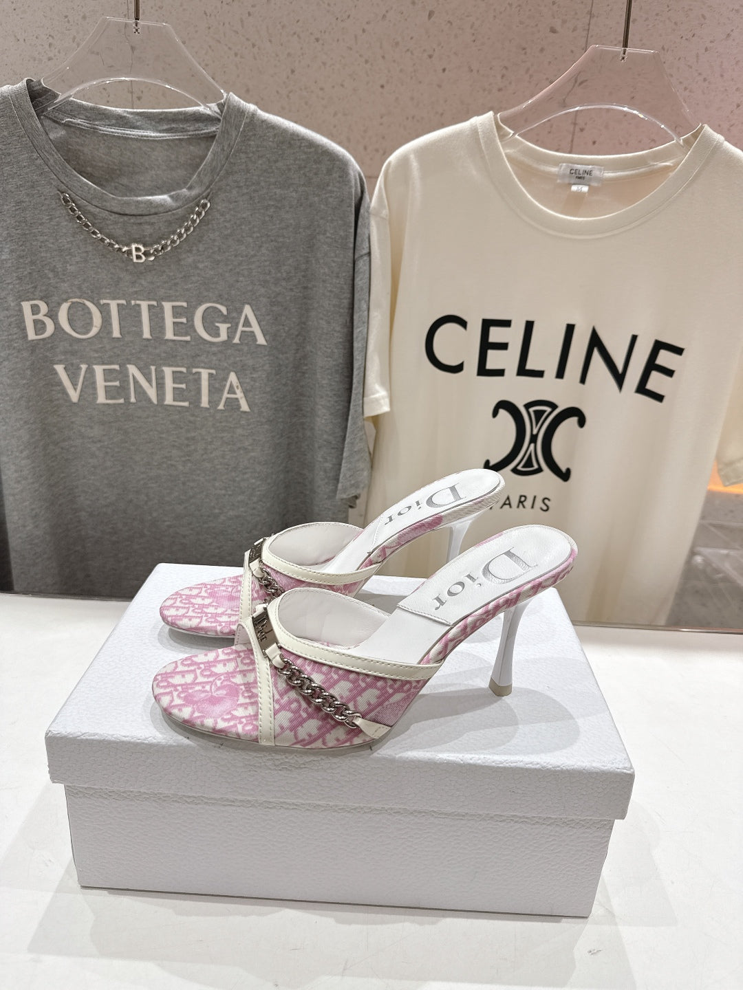 Dior Sandal Pink mix White Canvas Sheepskin 174103