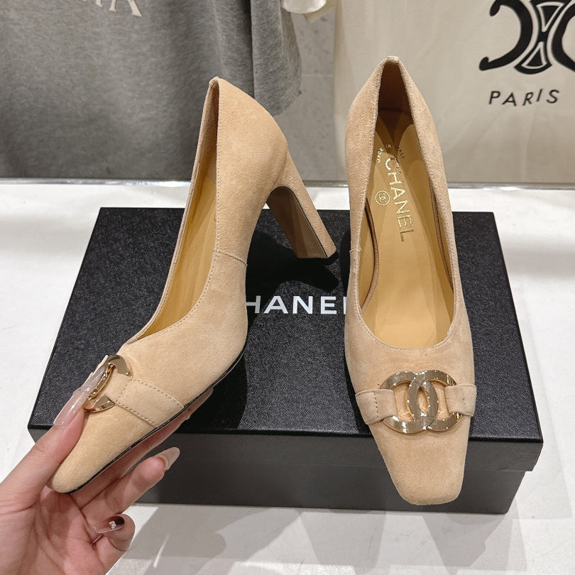 Chanel 2026 Double C Logo Pump 90mm Suede 852624