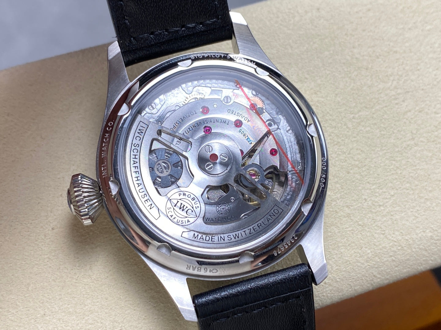 IWC Big Pilot 46mm Silver Blue Dial Steel Case Black Leather Strap