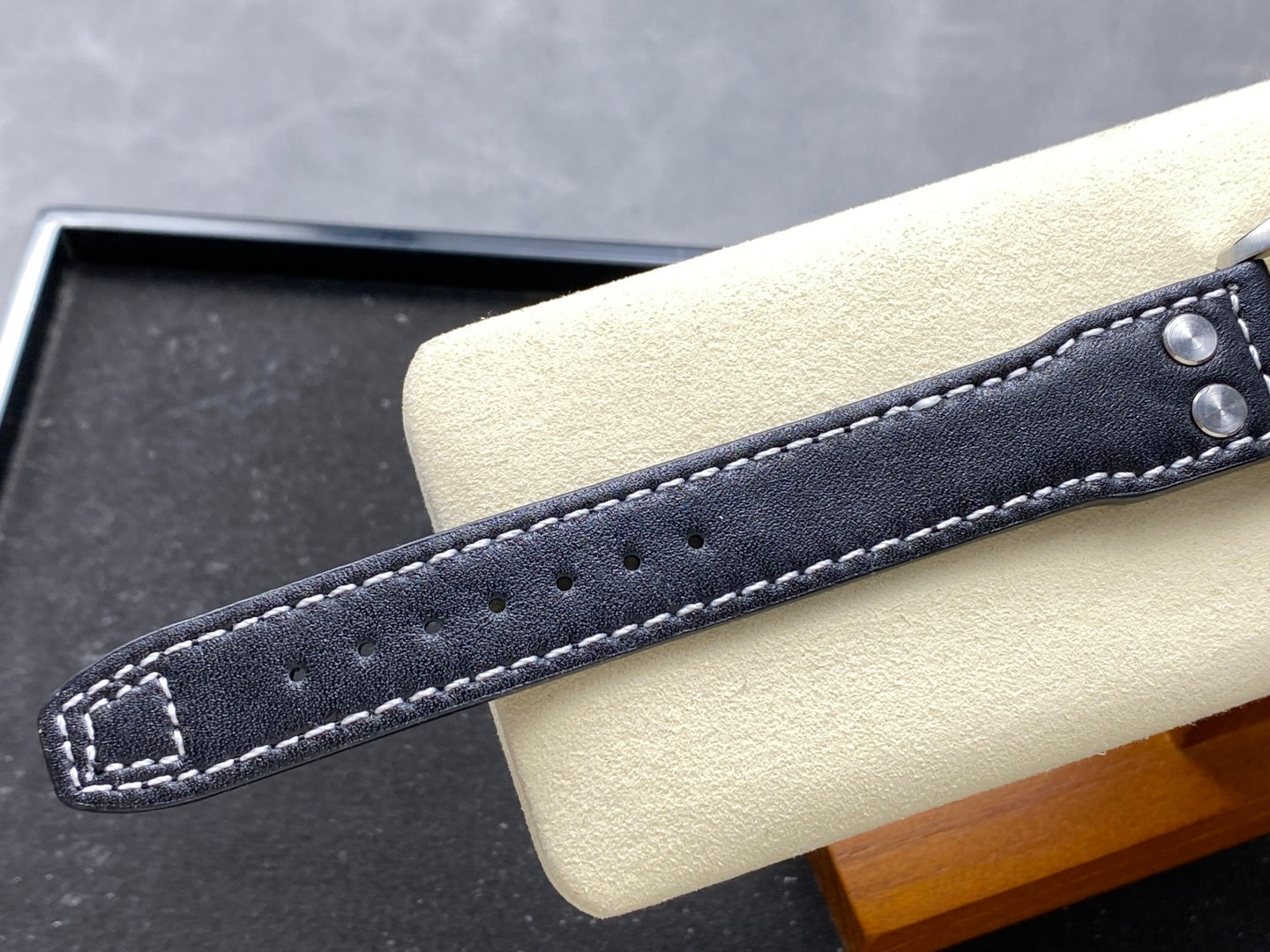 IWC Big Pilot 46mm Silver Blue Dial Steel Case Black Leather Strap