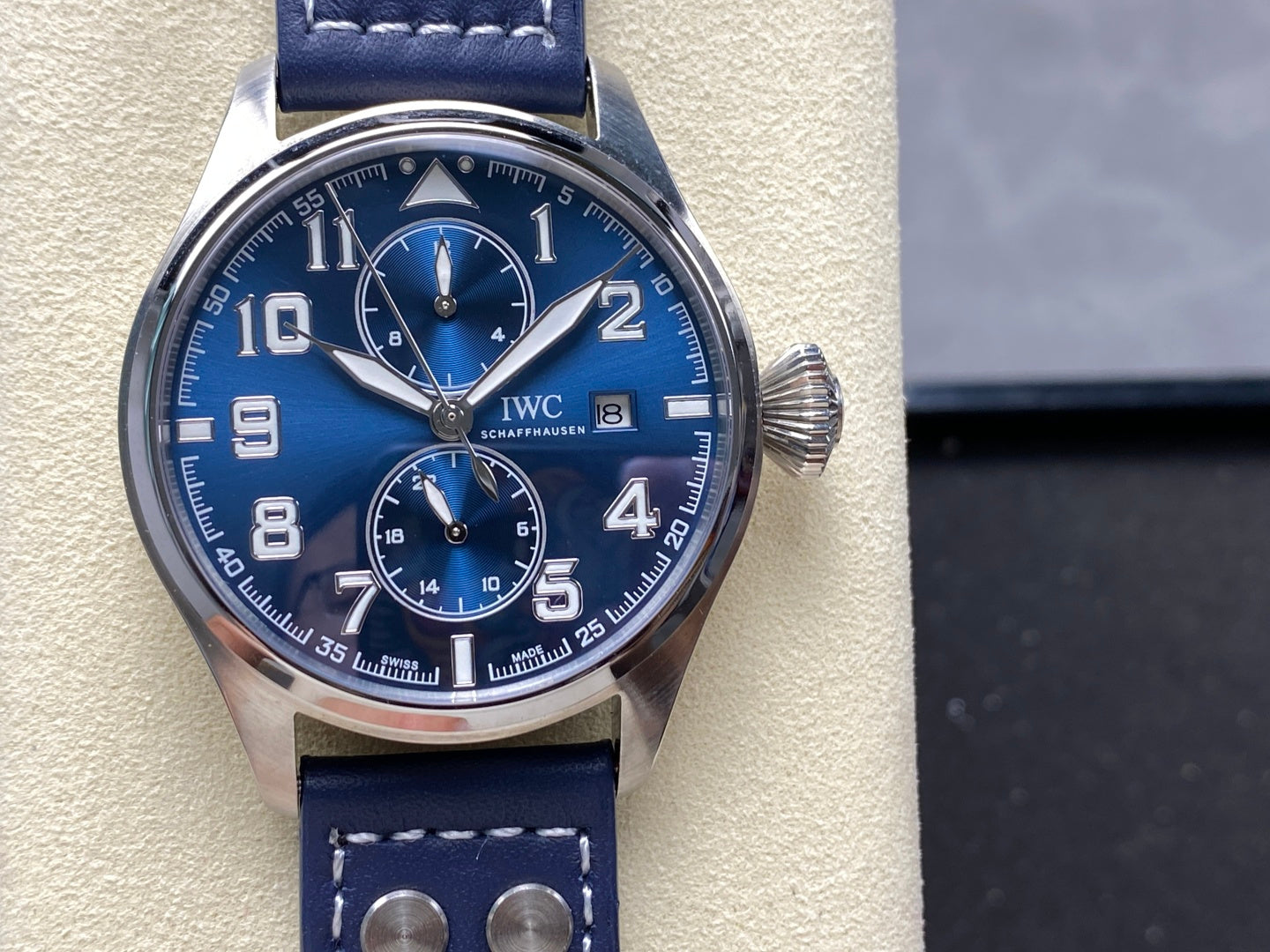 IWC Big Pilot 46mm Blue Dial Steel Case Blue Leather Strap