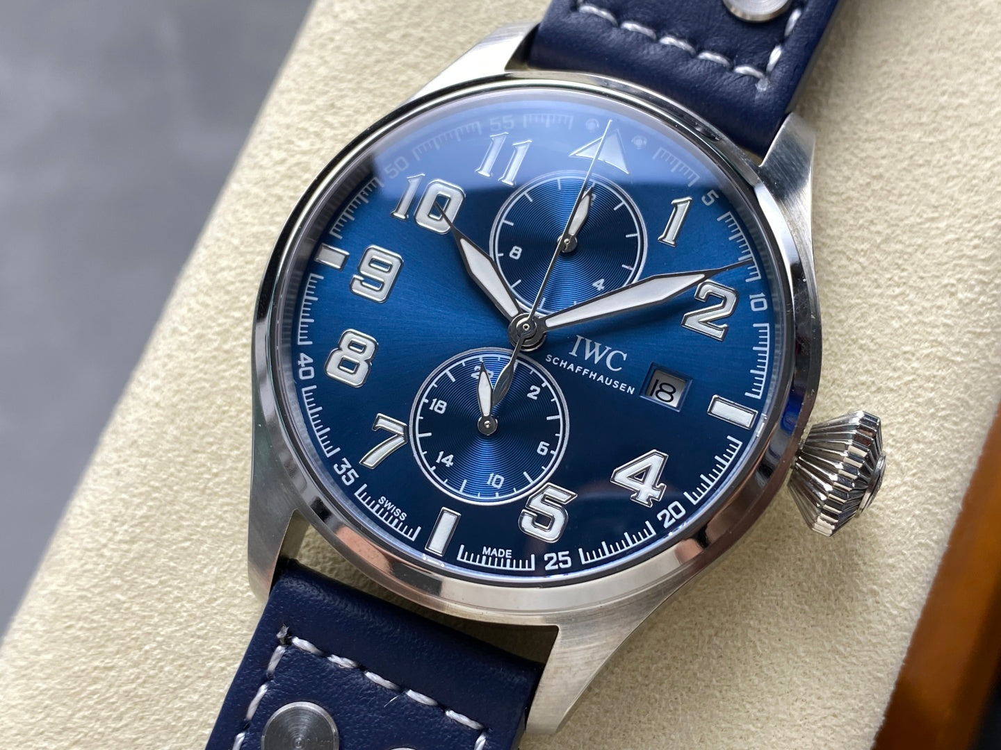 IWC Big Pilot 46mm Blue Dial Steel Case Blue Leather Strap