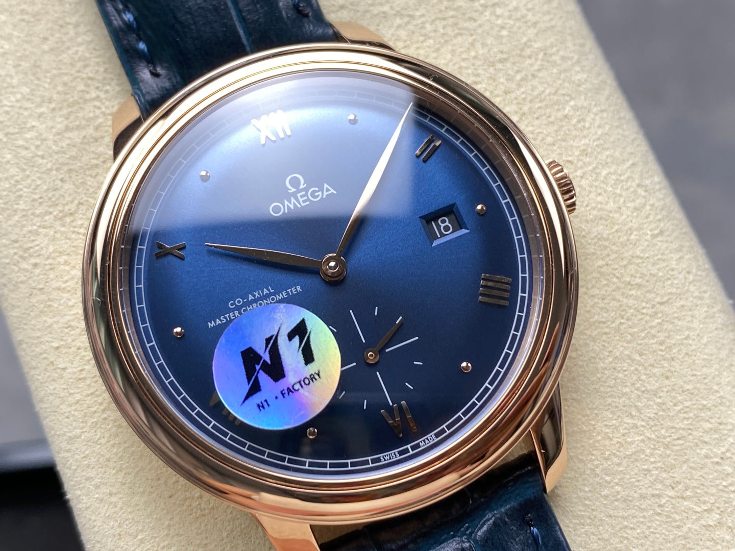 Omega De Ville Prestige Co-Axial Master Chronometer 41mm Rose Gold Blue Dial