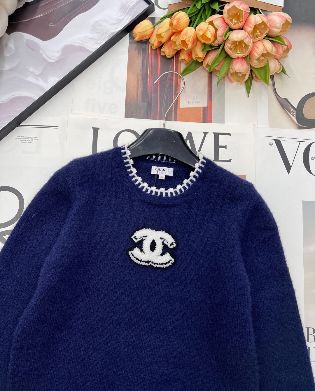 CC 26 Knit Sweater Navy Blue Wool Cashmere 785142