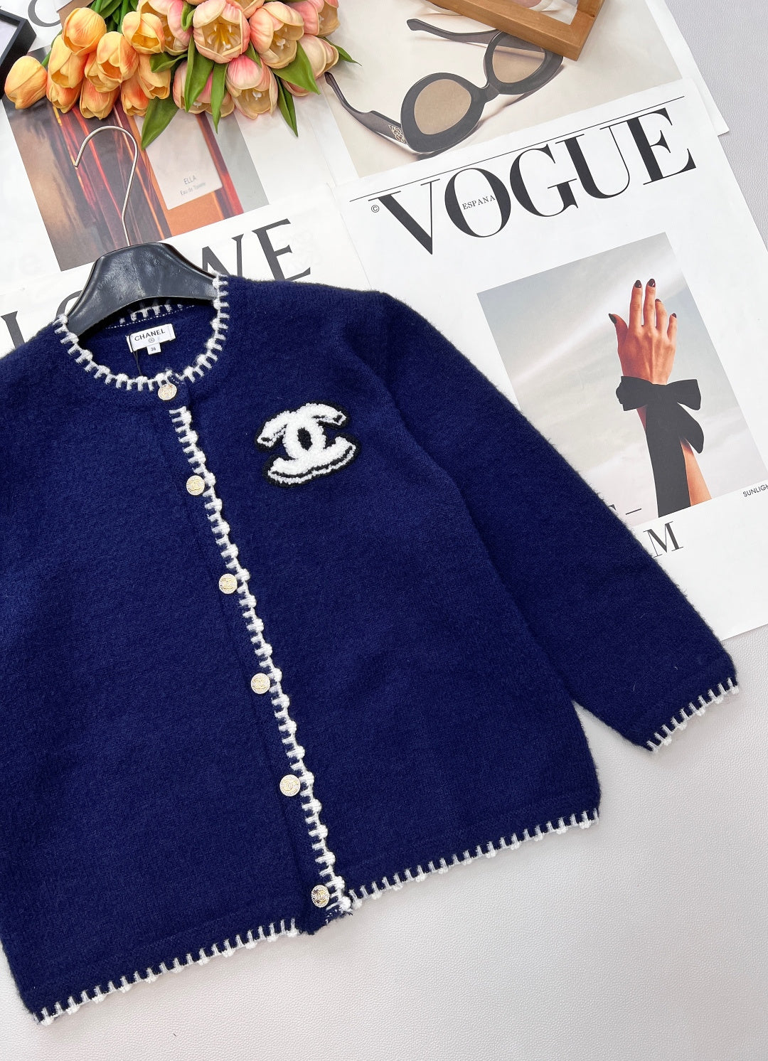 CC 26 Knit Cardigan Navy Blue Wool Cashmere 785151